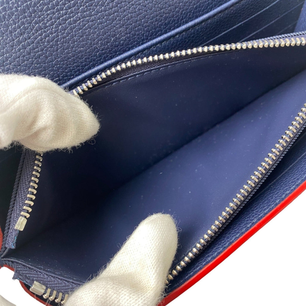 Louis Vuitton Navy Leather Long Wallet (Bi-Fold) (Pre-Owned)