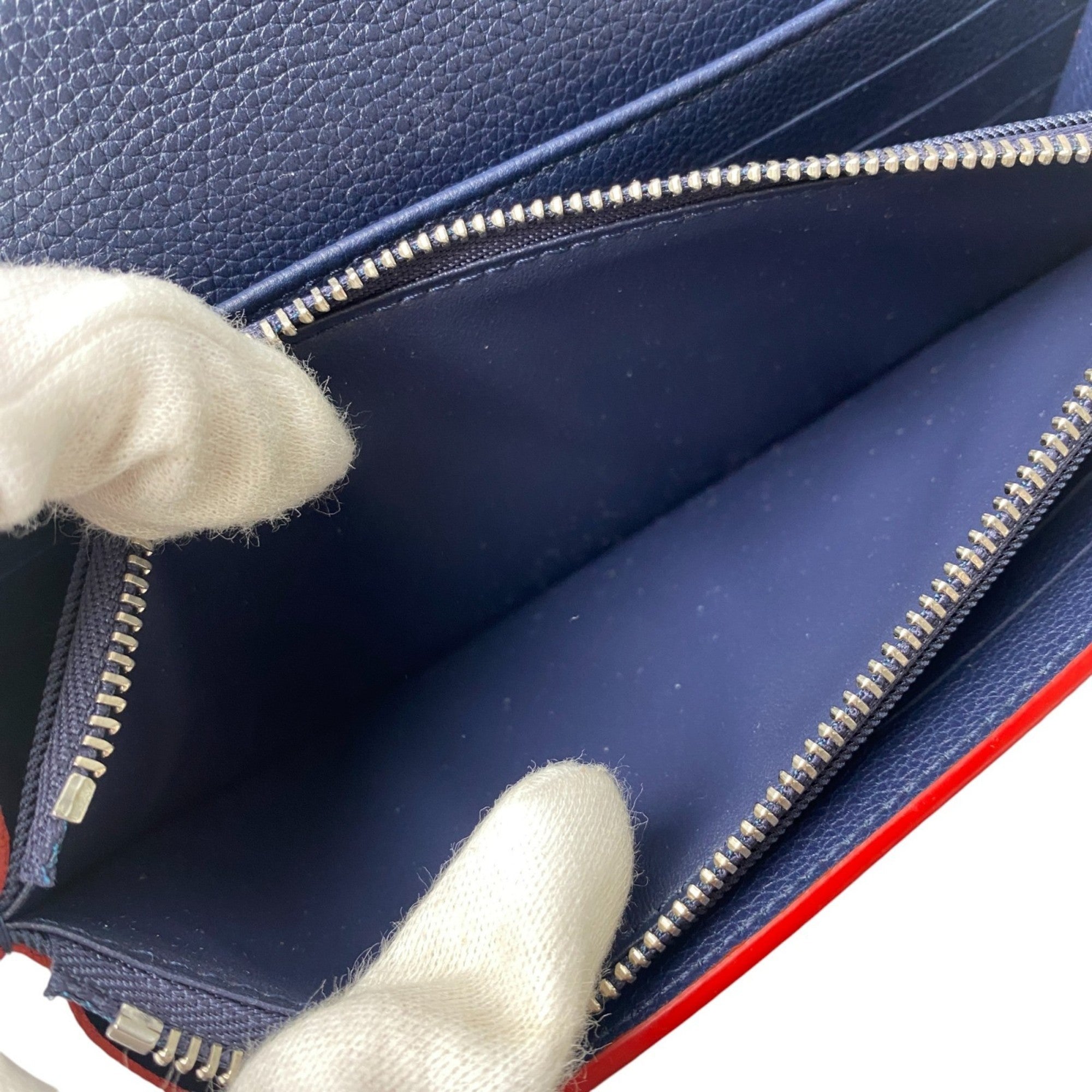 Louis Vuitton Navy Leather Long Wallet (Bi-Fold) (Pre-Owned)