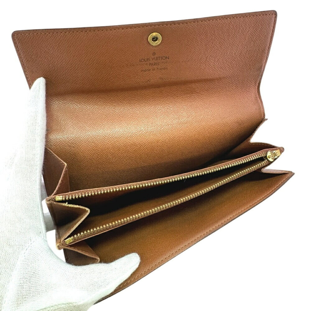 Louis Vuitton Brown Leather Wallet (Tri-Fold) (Pre-Owned)