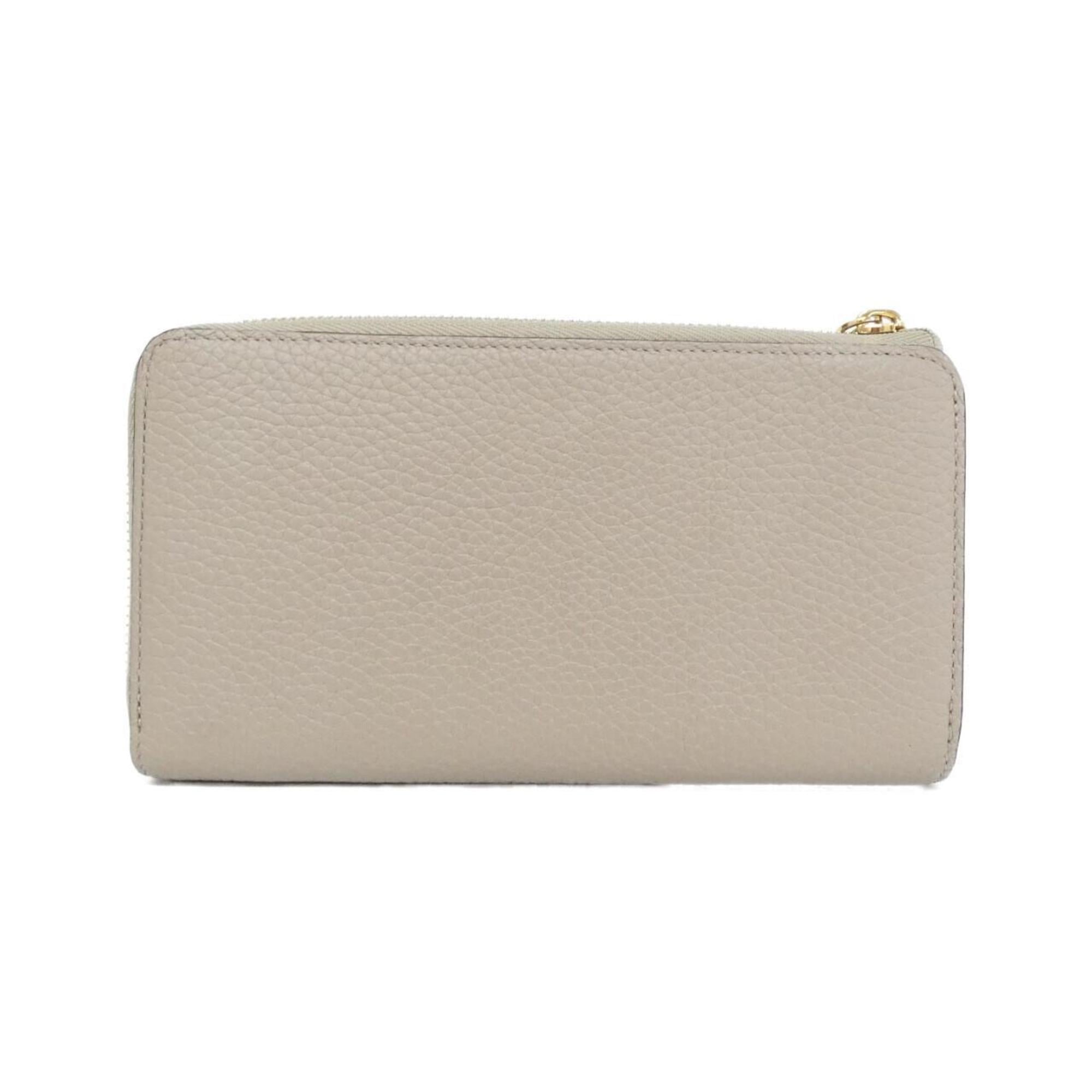 Louis Vuitton Beige Leather Long Wallet (Bi-Fold) (Pre-Owned)