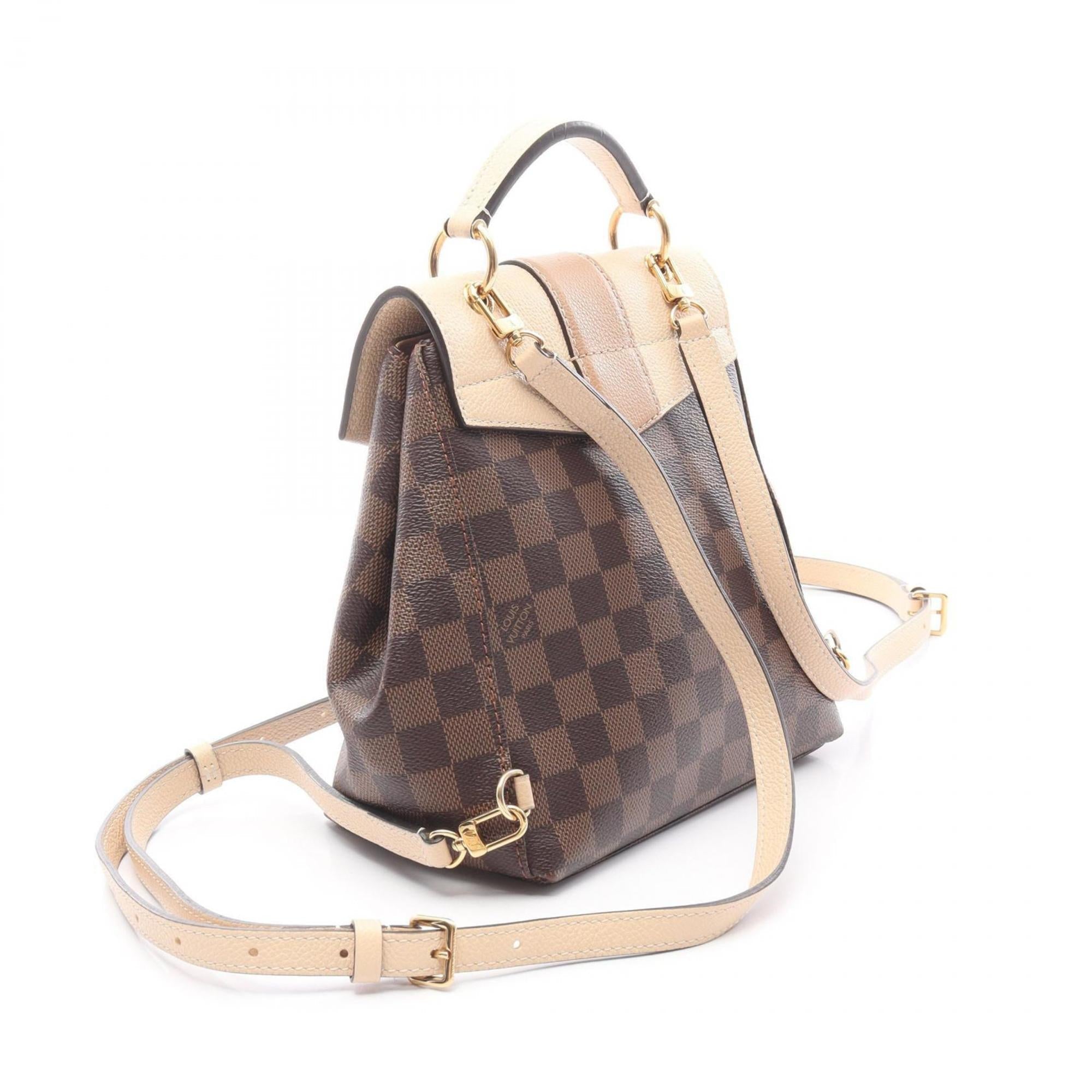 Louis Vuitton Beige Brown Cream Coated Canvas Leather Backpack (Pre-Owned)