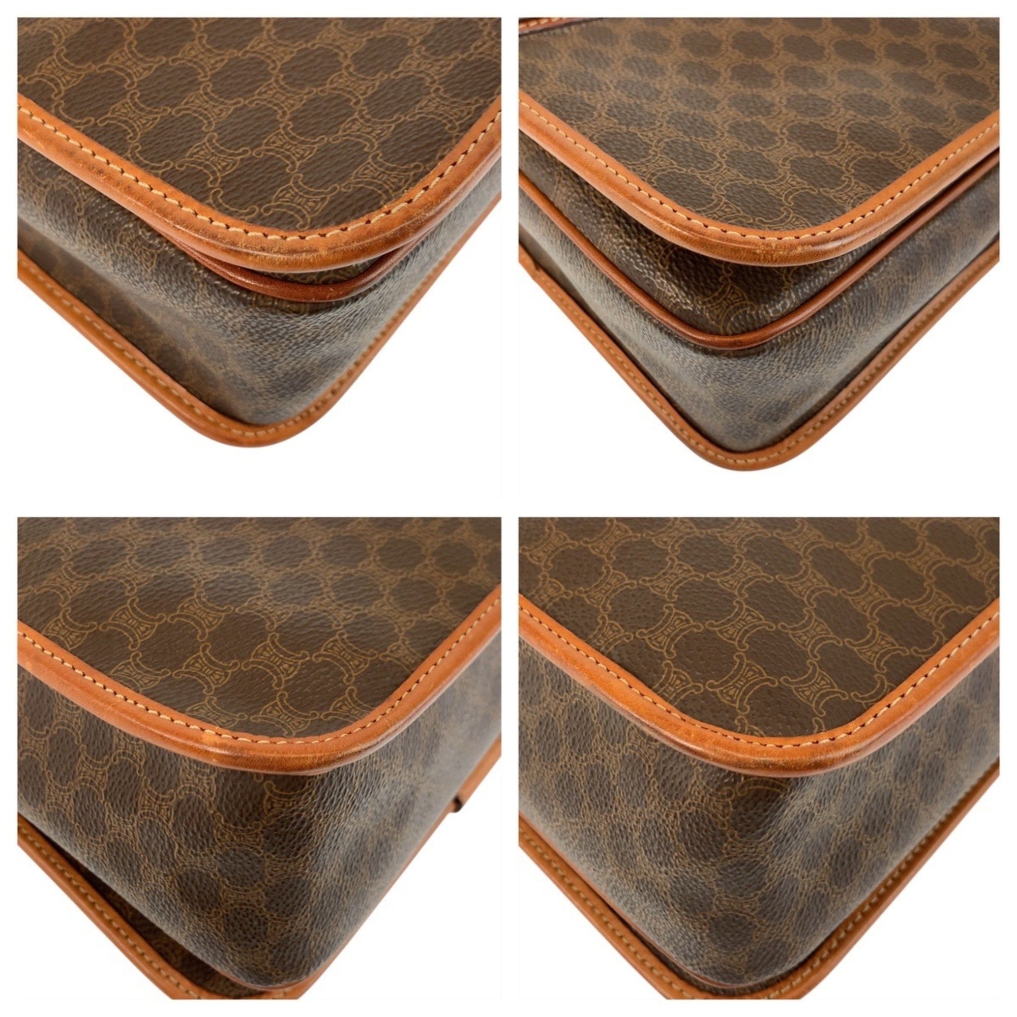 Vintage Saddle Flap Shoulder Bag Macadam Coated Canvas Small