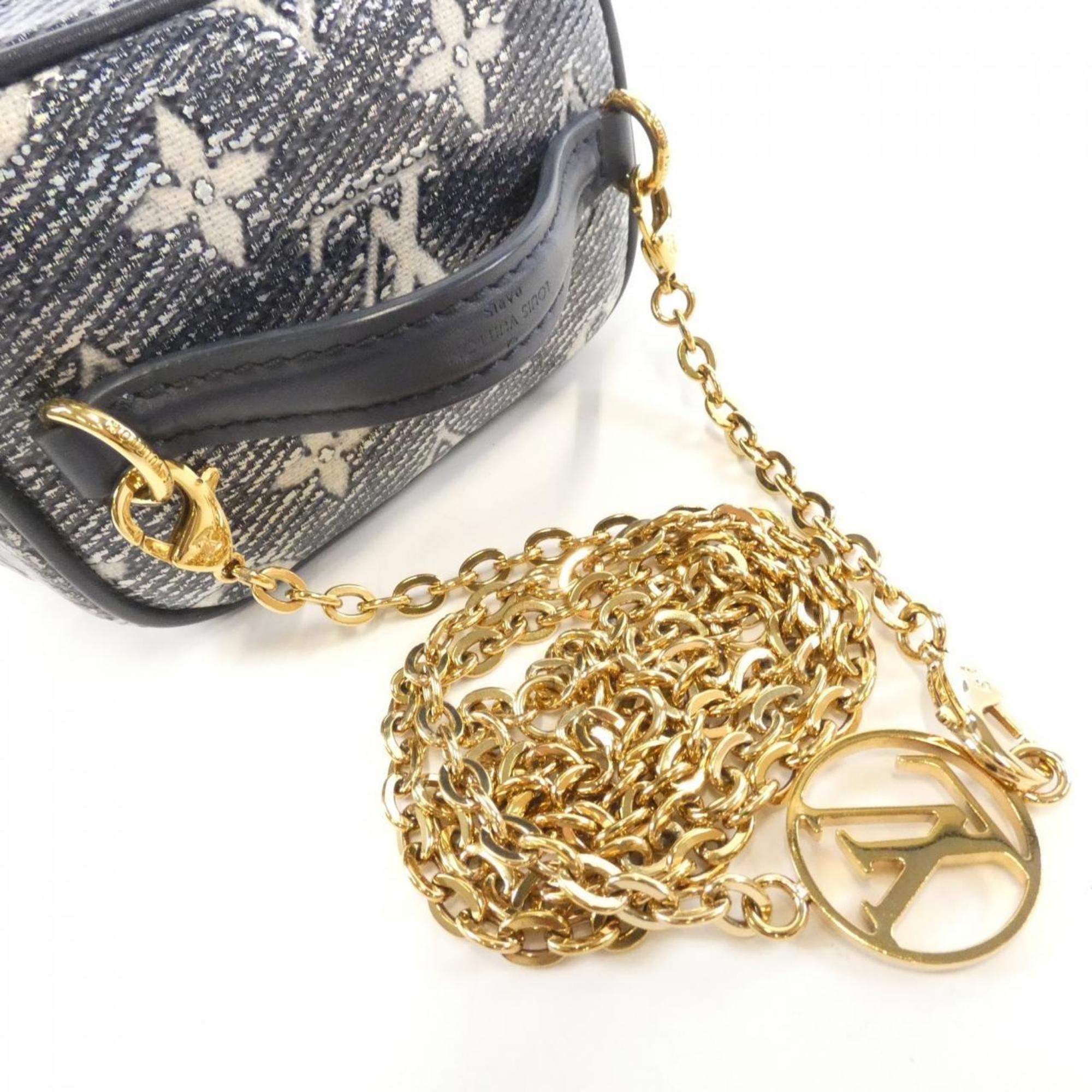 Louis Vuitton Navy White Cotton Shoulder Bag (Pre-Owned)