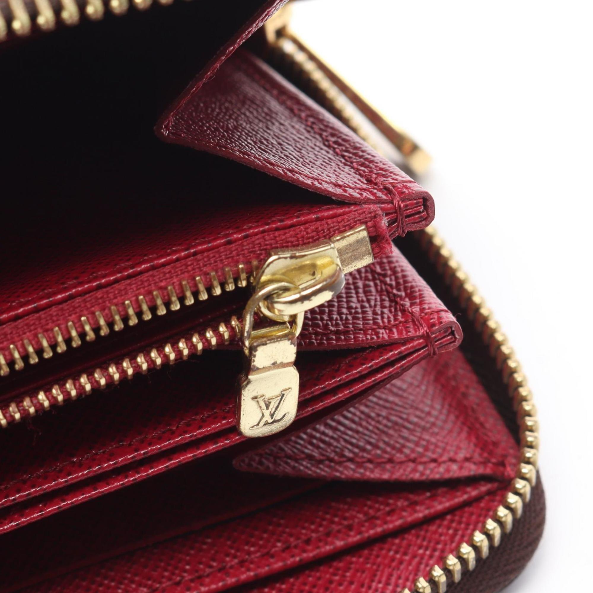 Louis Vuitton Brown Fuchsia Pink Coated Canvas Long Wallet (Bi-Fold) (Pre-Owned)