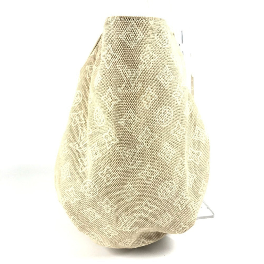 Louis Vuitton Beige White Canvas Leather Shoulder Bag Tote Bag (Pre-Owned)
