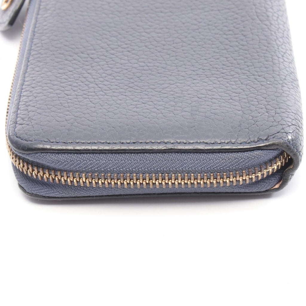 Louis Vuitton Navy Navy Blue Leather Long Wallet (Bi-Fold) (Pre-Owned)