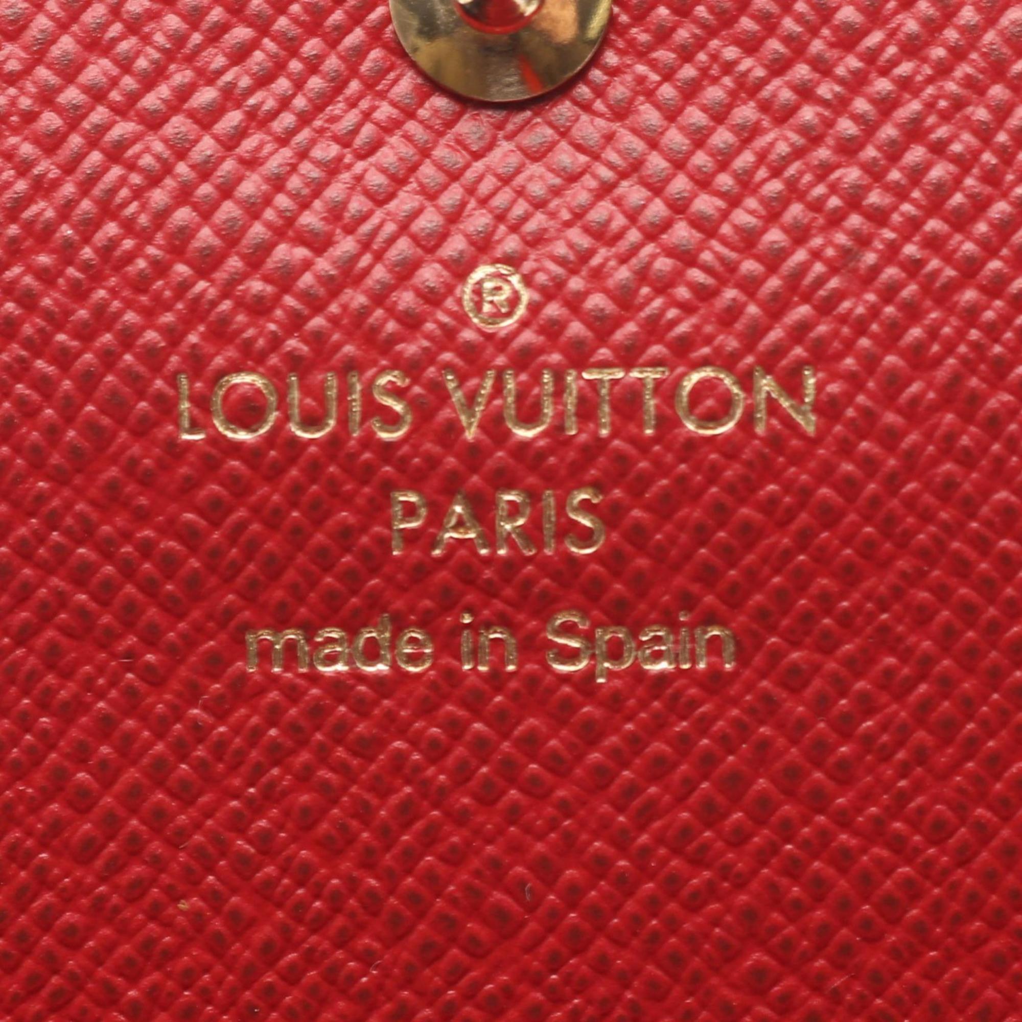 Louis Vuitton Brown Cerise Ebene Red Color Damier Canvas Leather Pvc Long Wallet (Bi-Fold) (Pre-Owned)