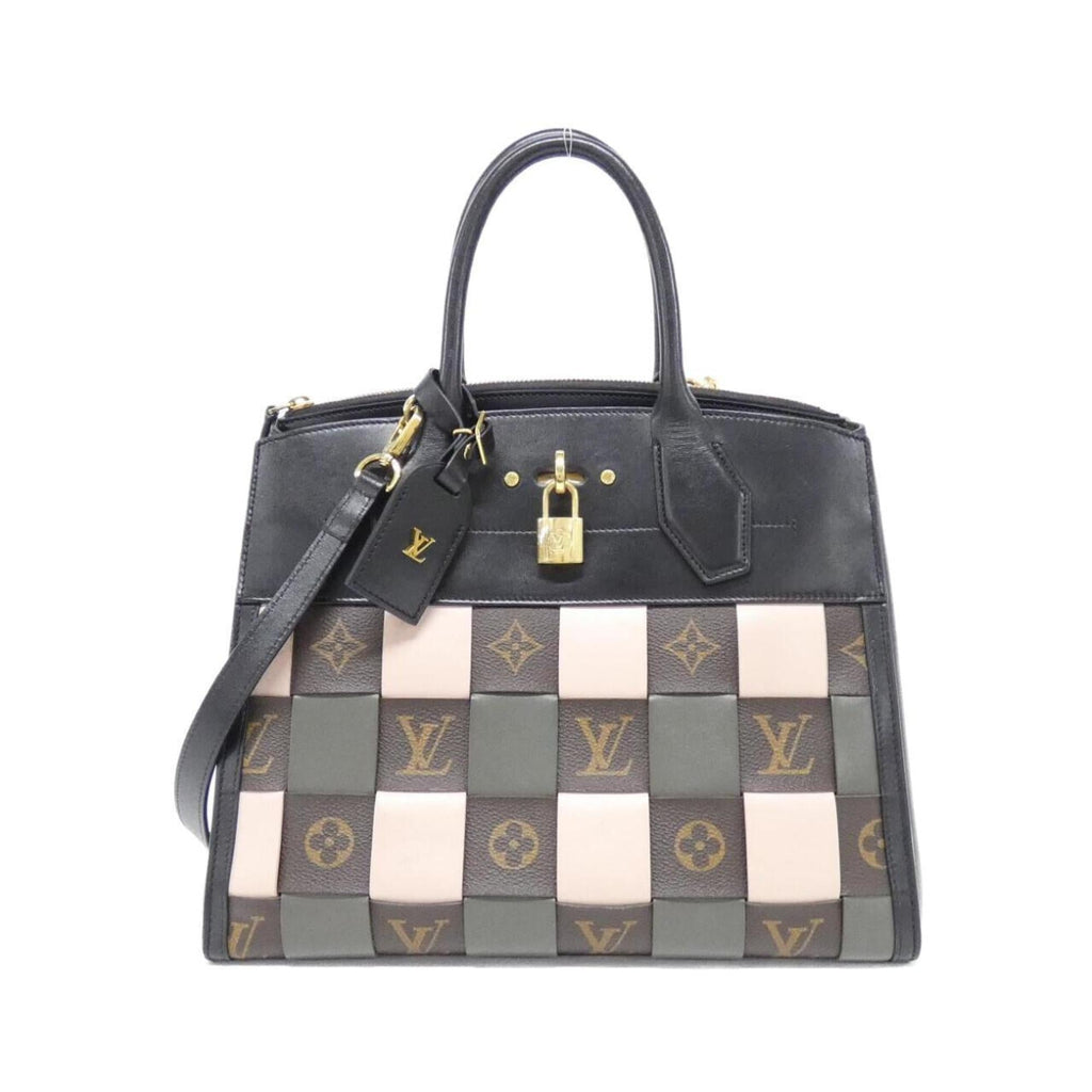 Louis Vuitton Black Coated Canvas Leather Handbag (Pre-Owned)
