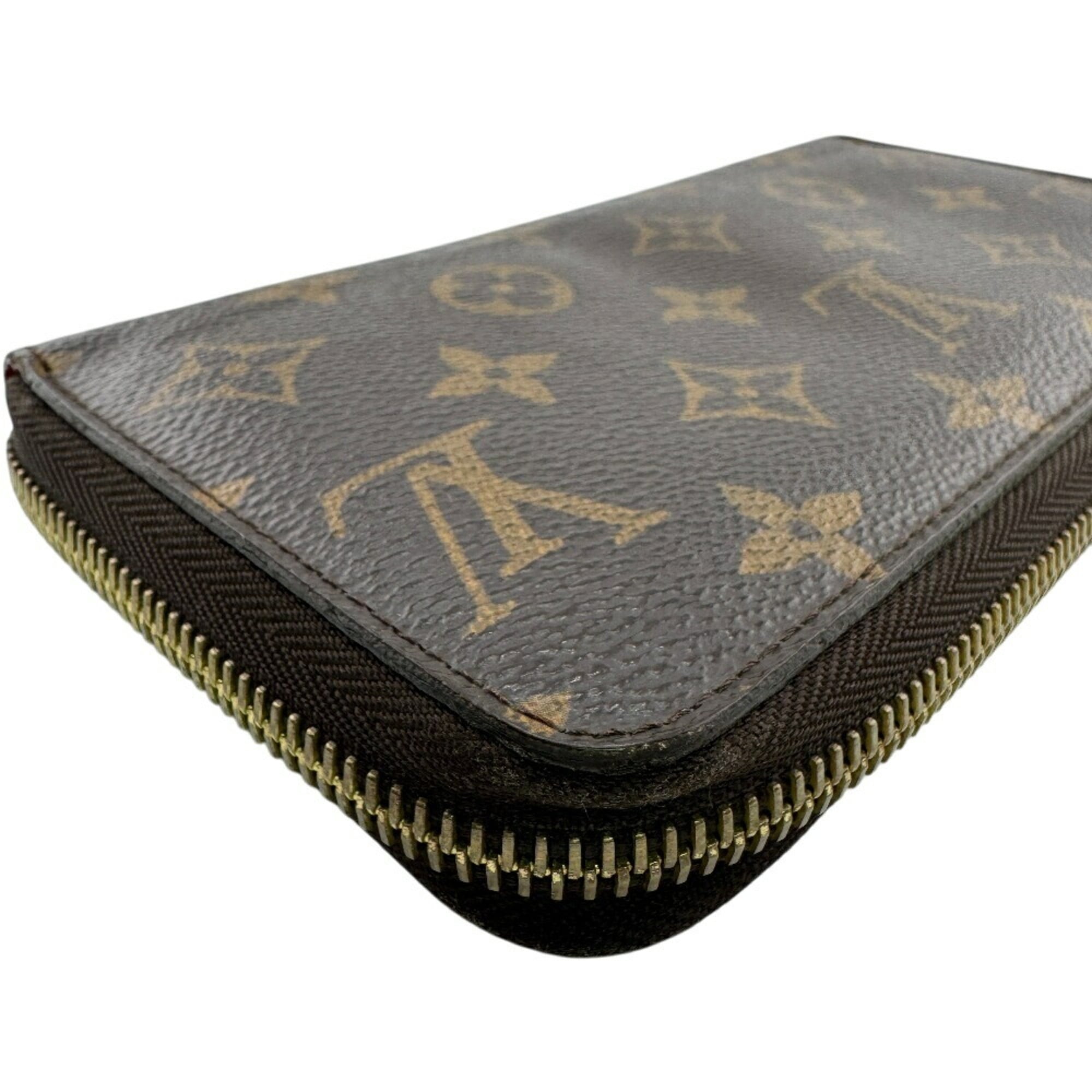 Louis Vuitton Brown Red Color Leather Long Wallet (Bi-Fold) (Pre-Owned)