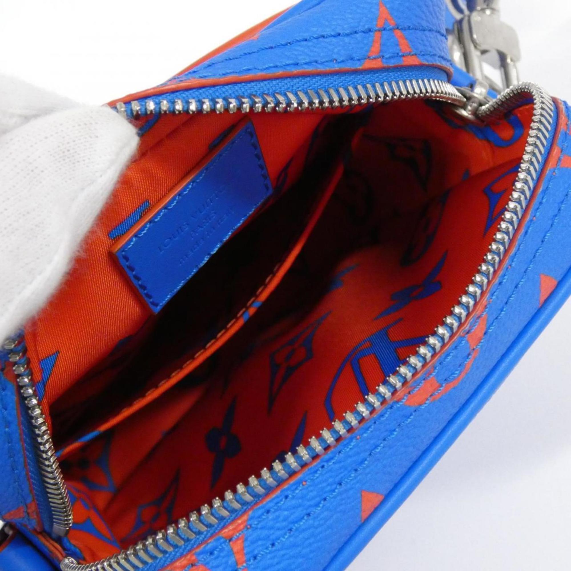 Louis Vuitton Monogram Blue Red Color Coated Canvas Handbag (Pre-Owned)