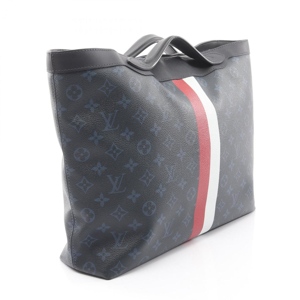 Louis Vuitton Black Multi-Color Navy Coated Canvas Leather Tote Bag (Pre-Owned)