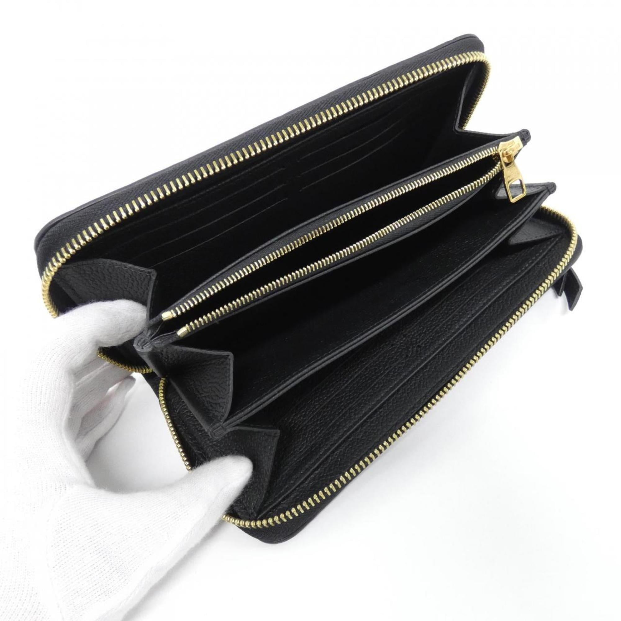 Louis Vuitton Black Leather Long Wallet (Bi-Fold) (Pre-Owned)
