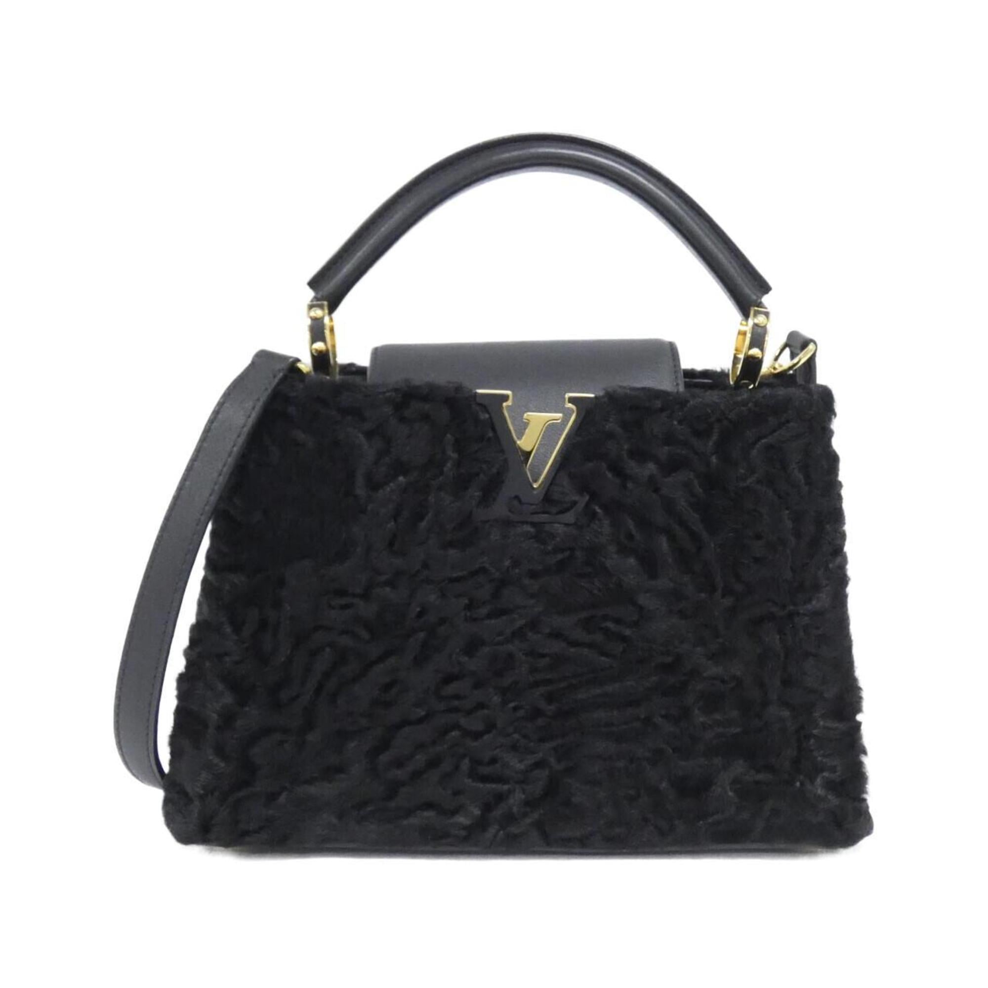 Louis Vuitton Black Fur Leather Handbag (Pre-Owned)