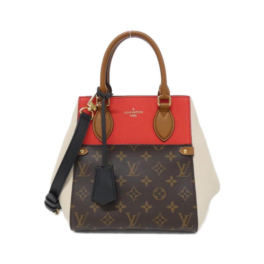 Louis Vuitton Black Cerise Cream Leather Coated Canvas Handbag (Pre-Owned)