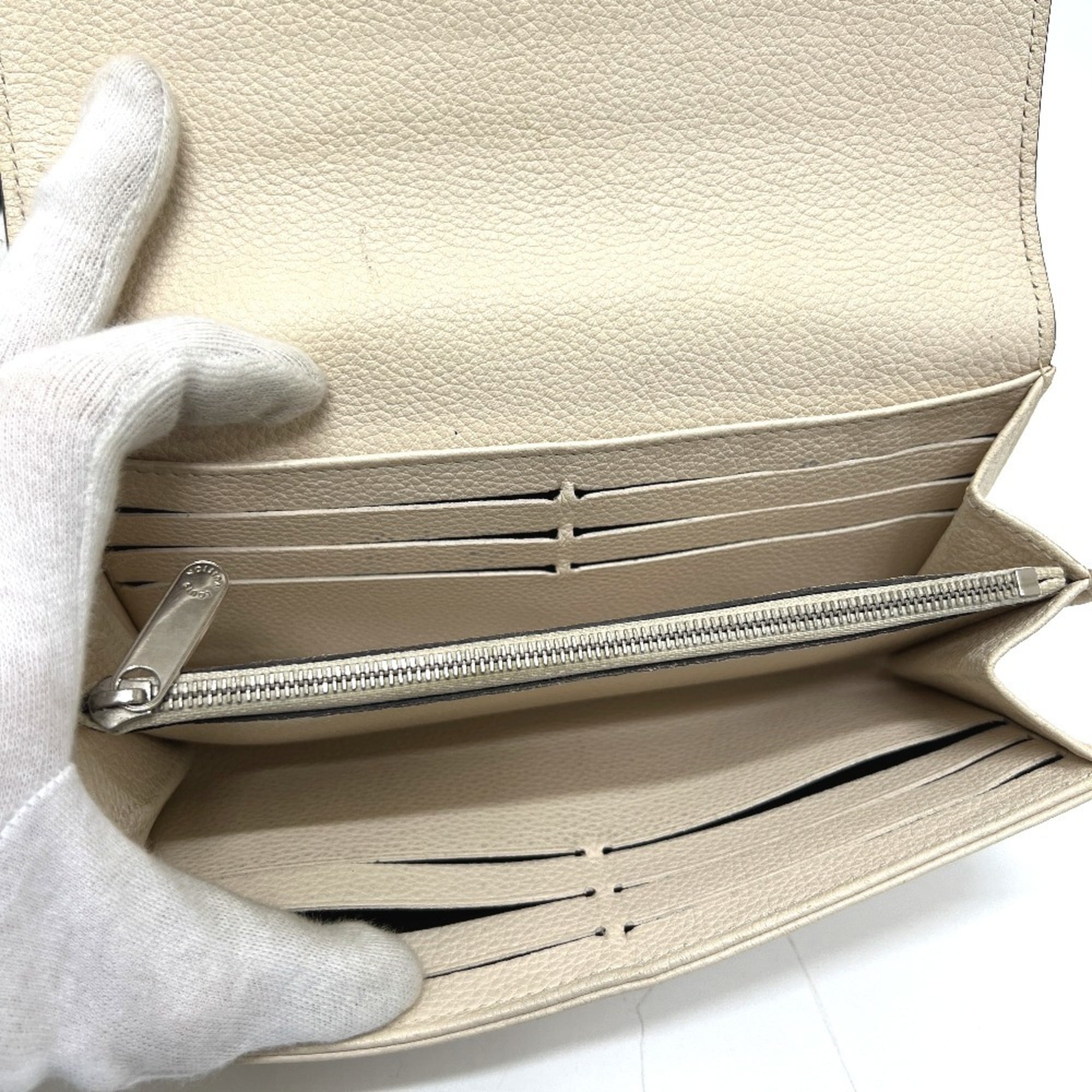 Louis Vuitton White Leather Long Wallet (Bi-Fold) (Pre-Owned)