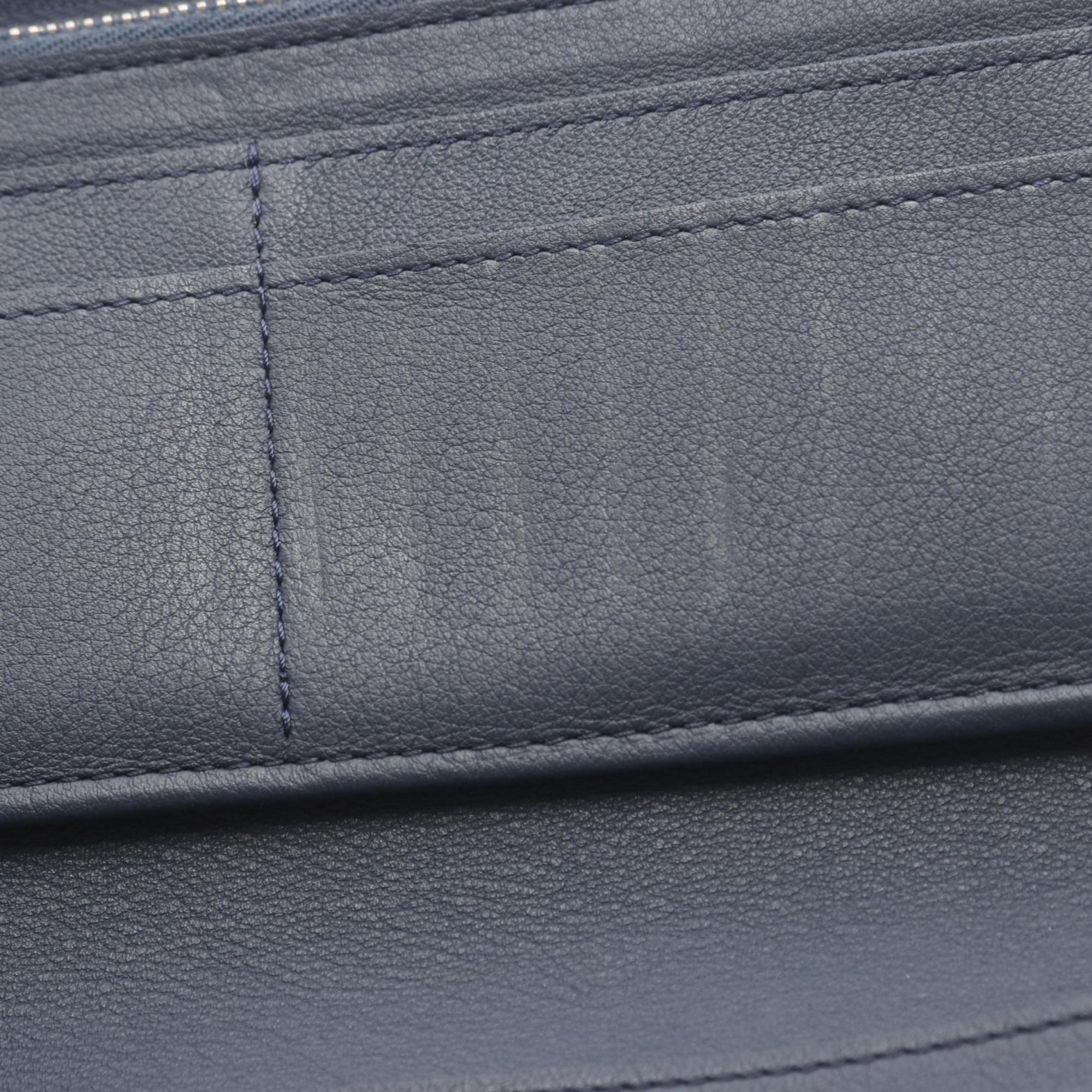 Louis Vuitton Navy Leather Long Wallet (Bi-Fold) (Pre-Owned)