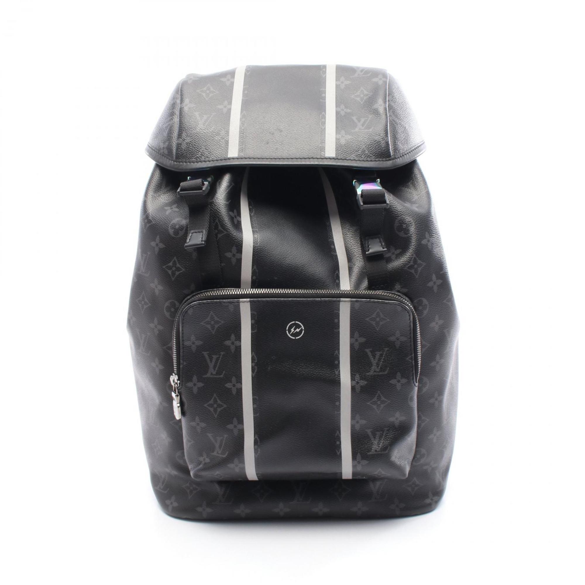 Louis Vuitton Black Coated Canvas Leather Backpack (Pre-Owned)