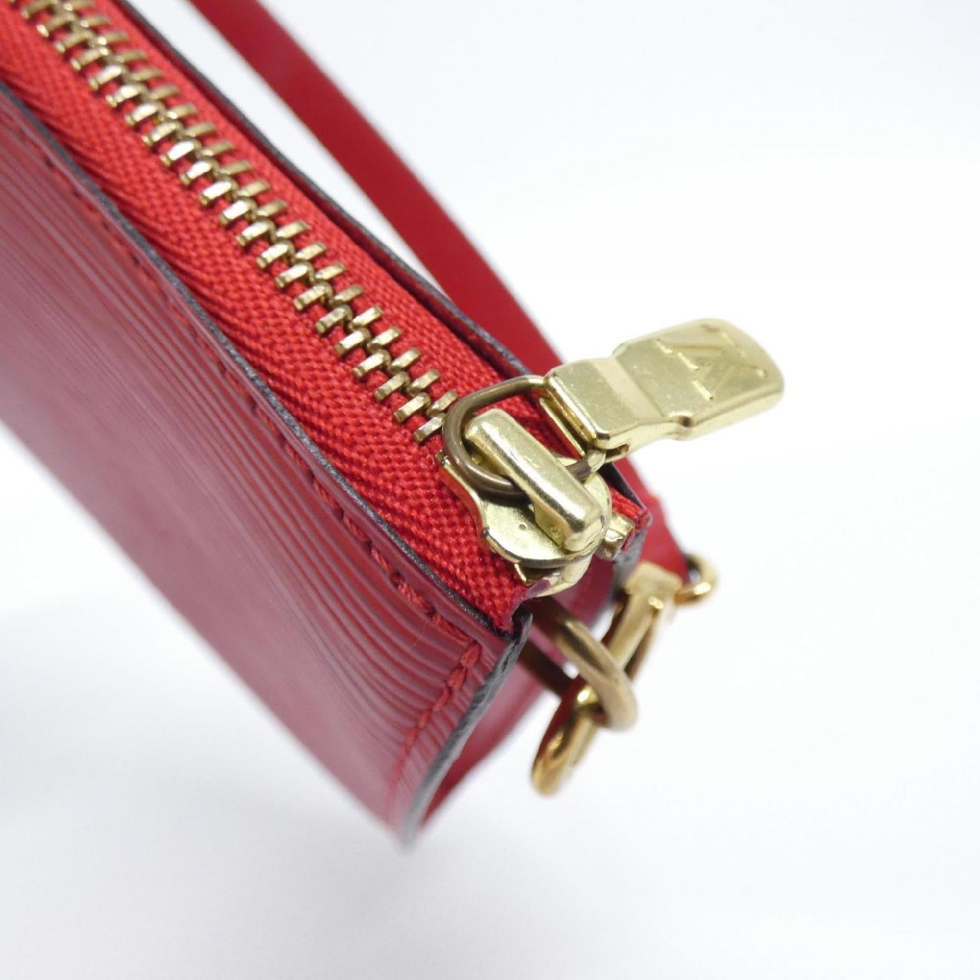 Louis Vuitton Red Color Leather Pochette Pouch (Pre-Owned)