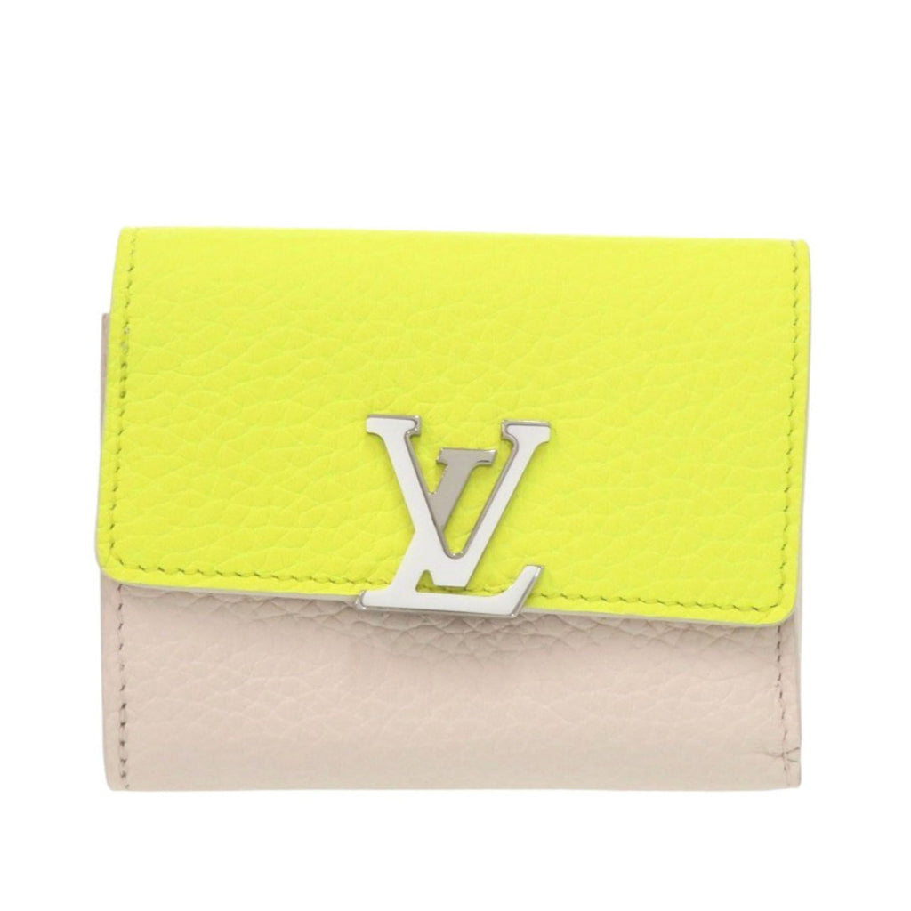 Louis Vuitton Beige Yellow Leather Wallet (Tri-Fold) (Pre-Owned)