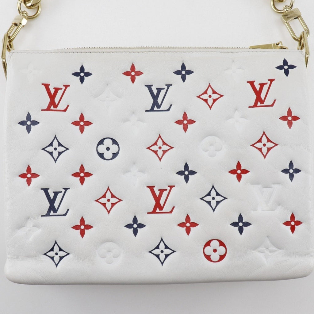 Louis Vuitton Navy Red Color White Leather Shoulder Bag (Pre-Owned)
