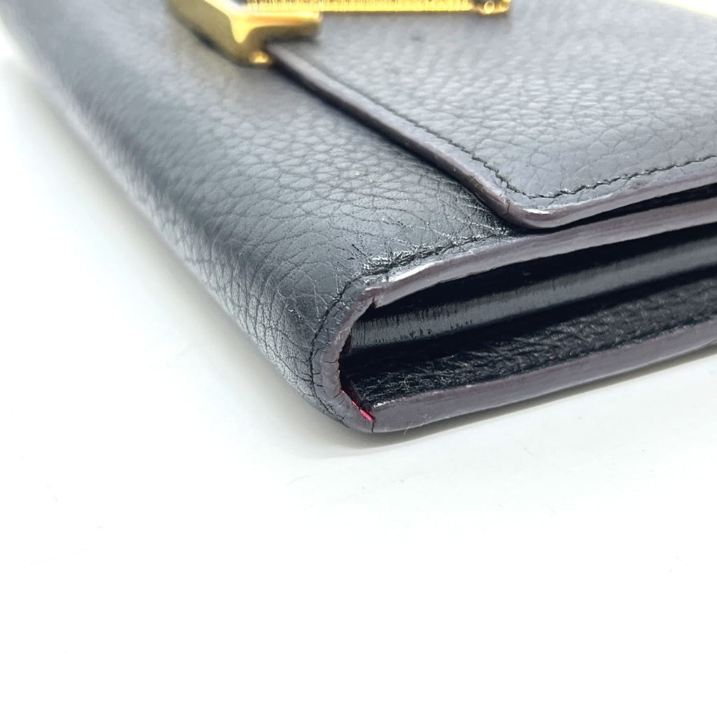 Louis Vuitton Black Noir Leather Long Wallet (Bi-Fold) (Pre-Owned)
