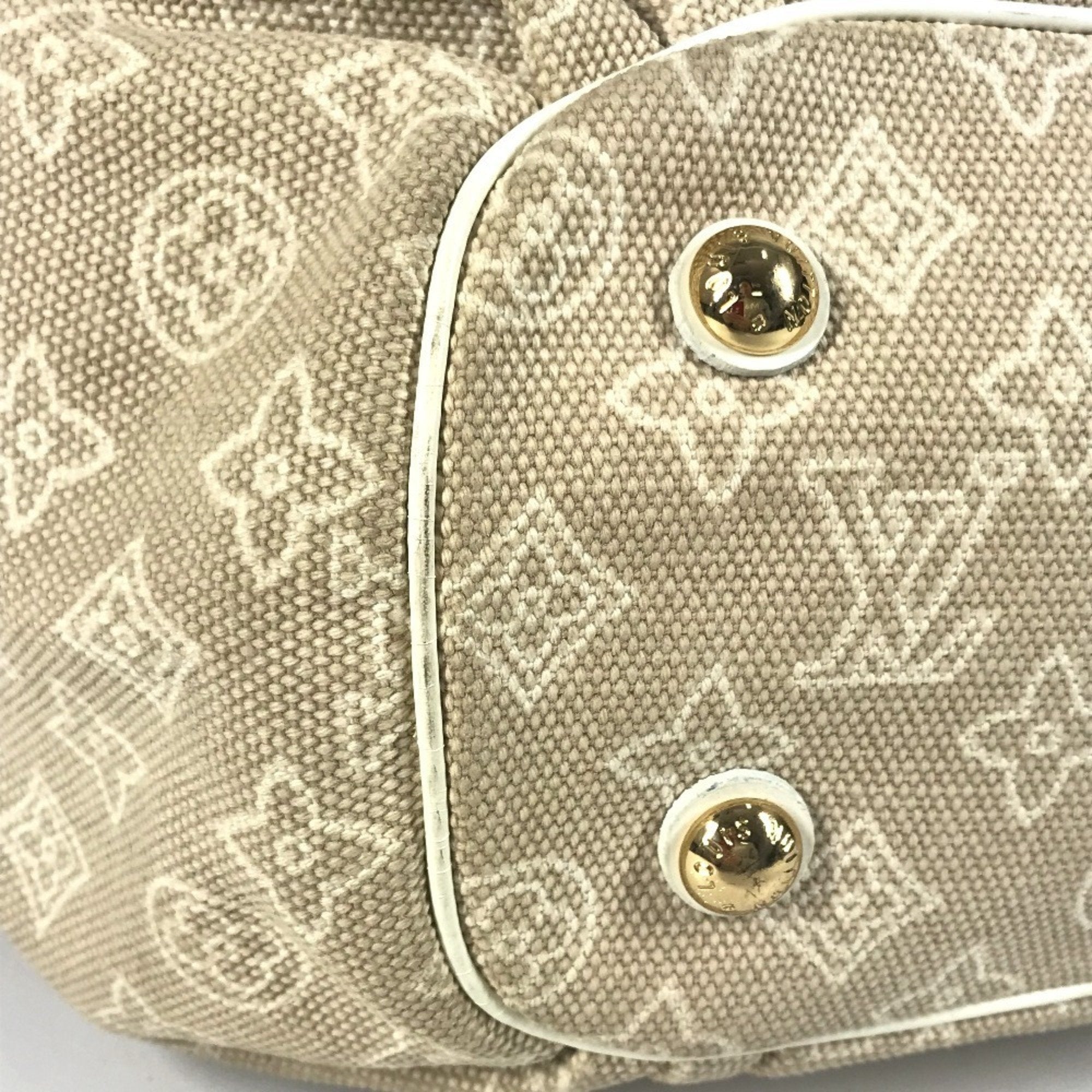 Louis Vuitton Beige White Canvas Leather Shoulder Bag Tote Bag (Pre-Owned)