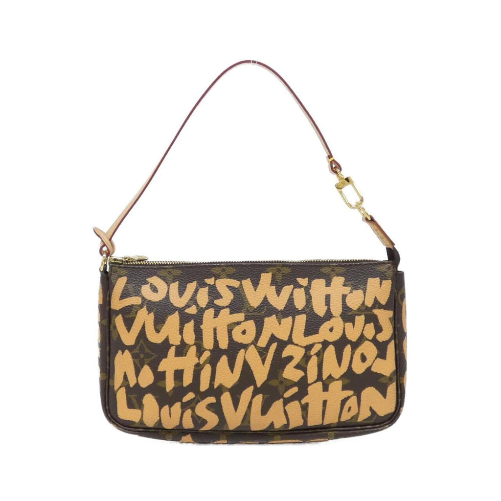 Louis Vuitton Marron Peach Coated Canvas Pochette Pouch (Pre-Owned)