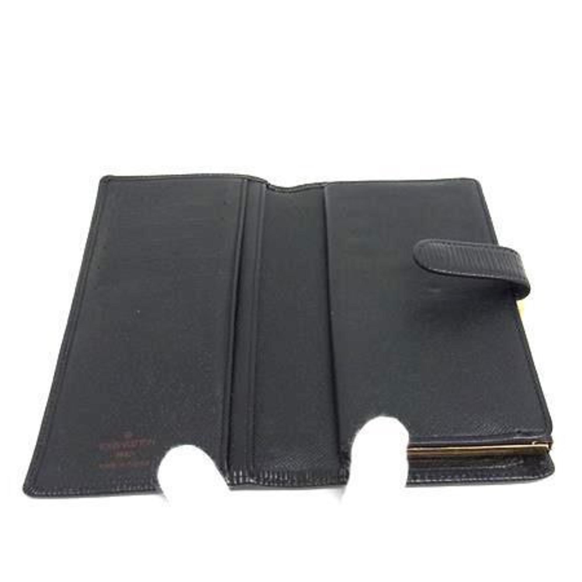 Louis Vuitton Black Leather Long Wallet (Bi-Fold) (Pre-Owned)