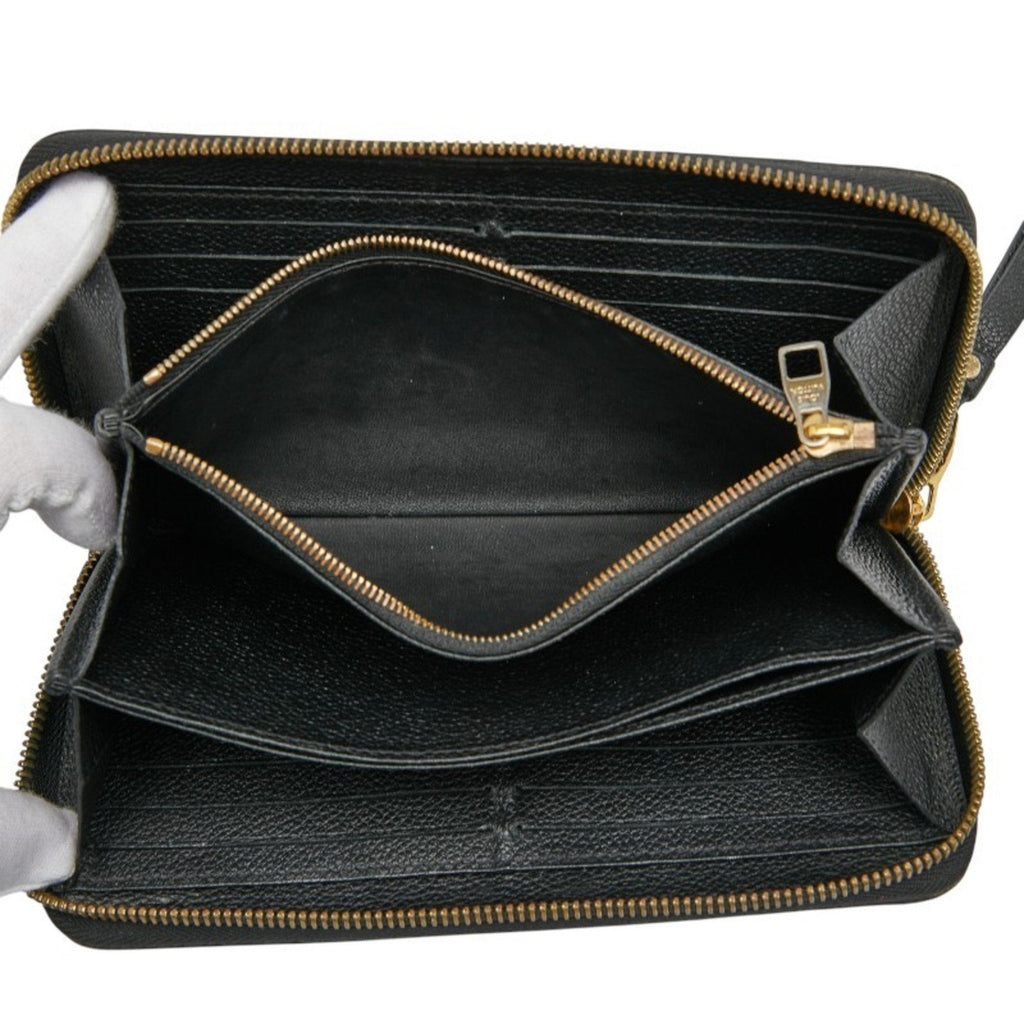 Louis Vuitton Black Noir Leather Long Wallet (Bi-Fold) (Pre-Owned)
