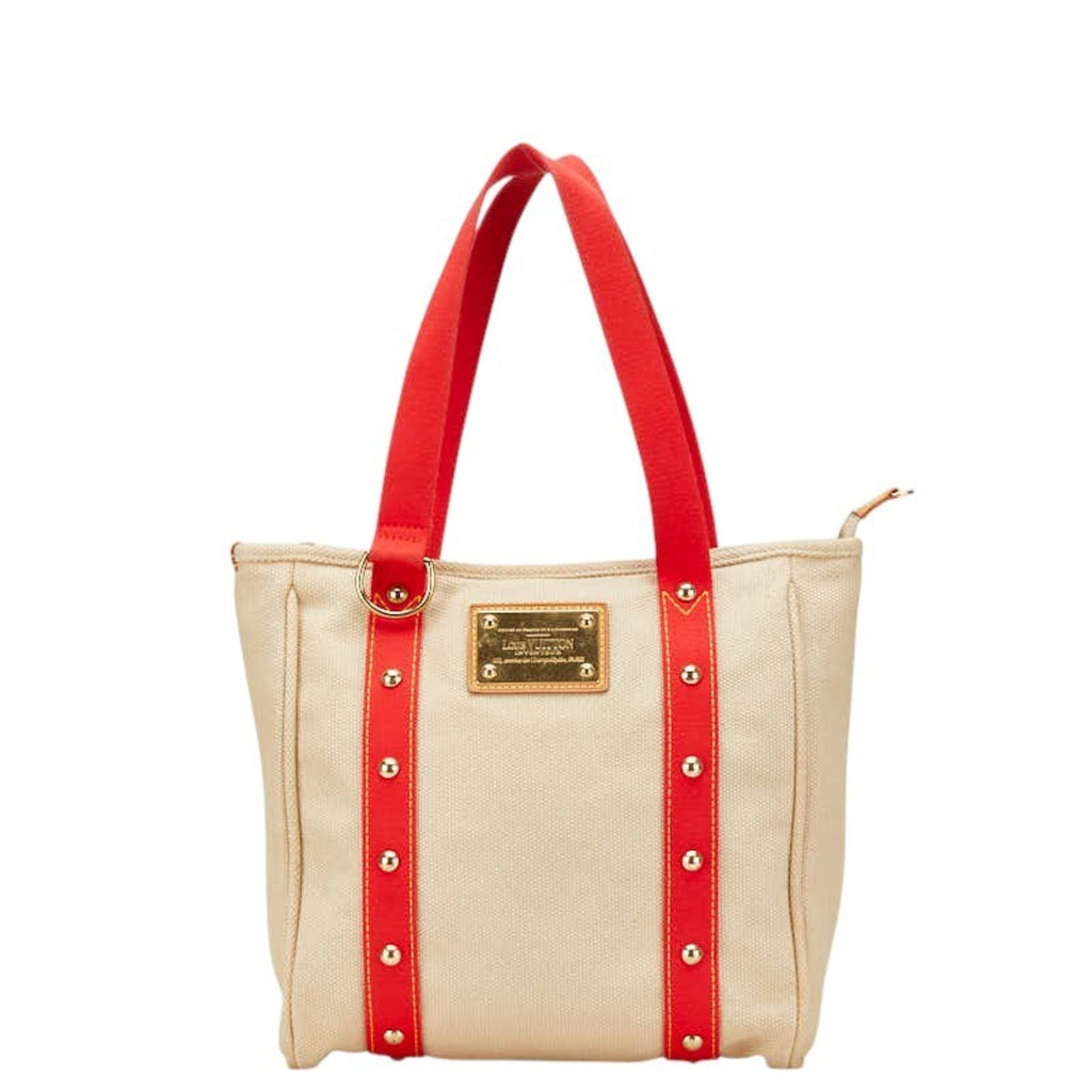 Louis Vuitton Antigua Beige Red Color Canvas Shoulder Bag Tote Bag (Pre-Owned)