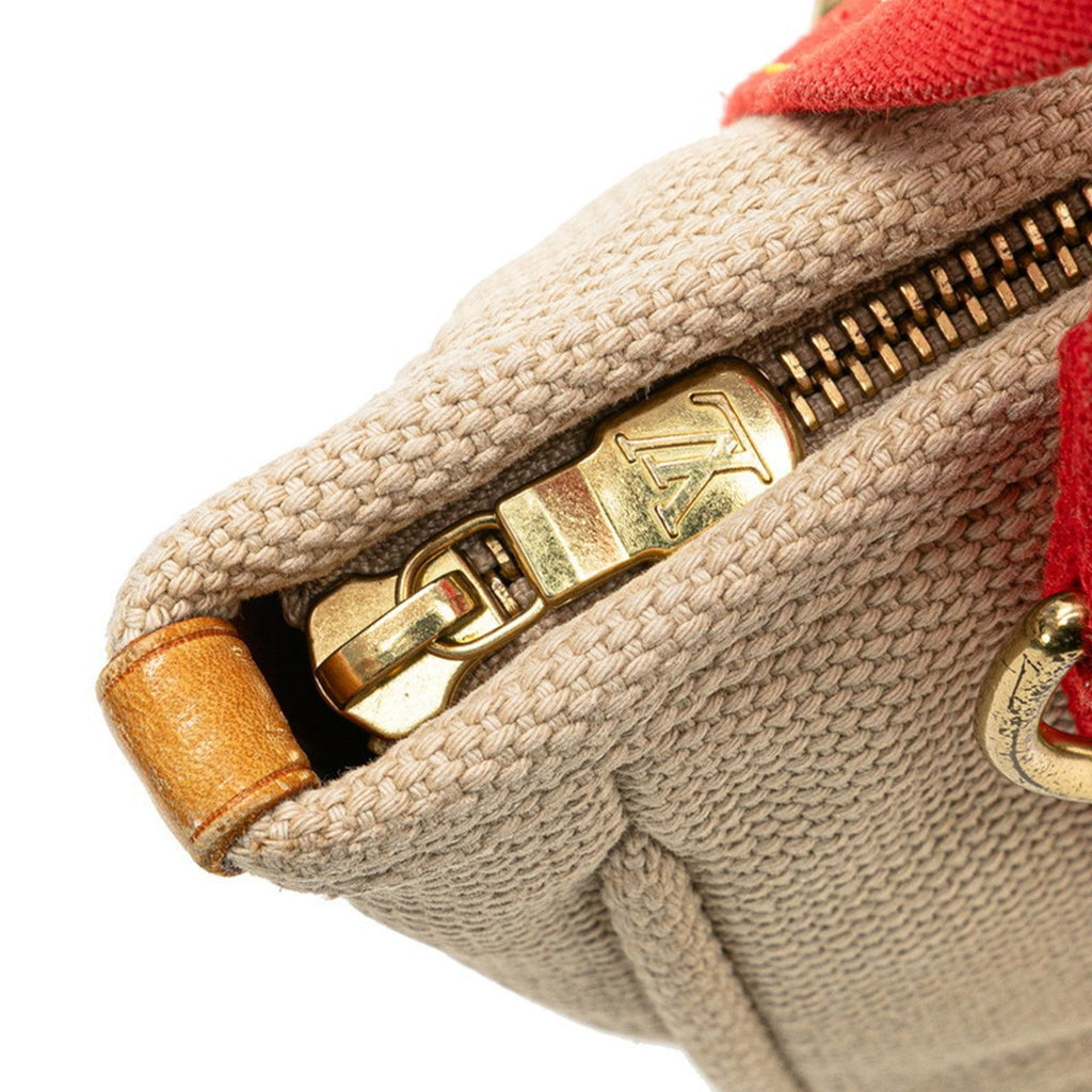 Louis Vuitton Antigua Beige Red Color Canvas Handbag (Pre-Owned)