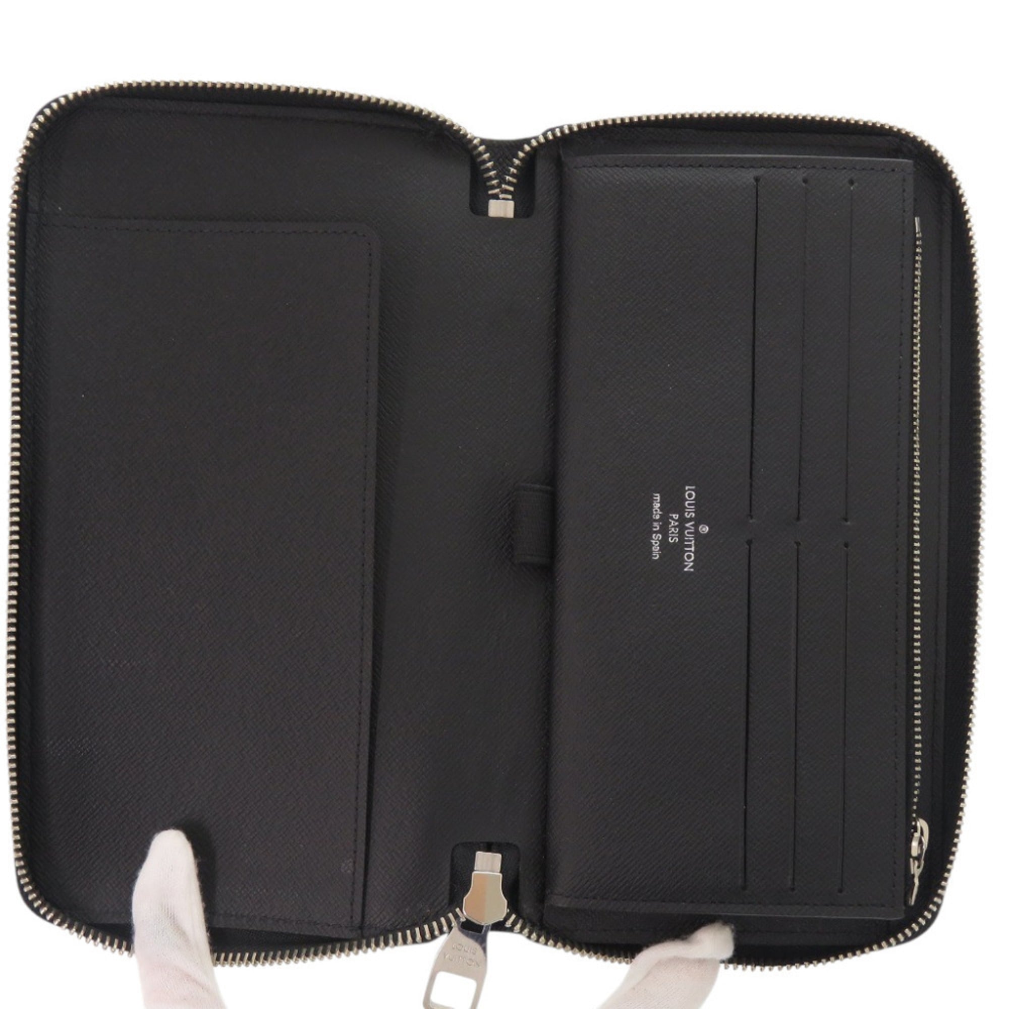 Louis Vuitton Noir Leather Long Wallet (Bi-Fold) (Pre-Owned)