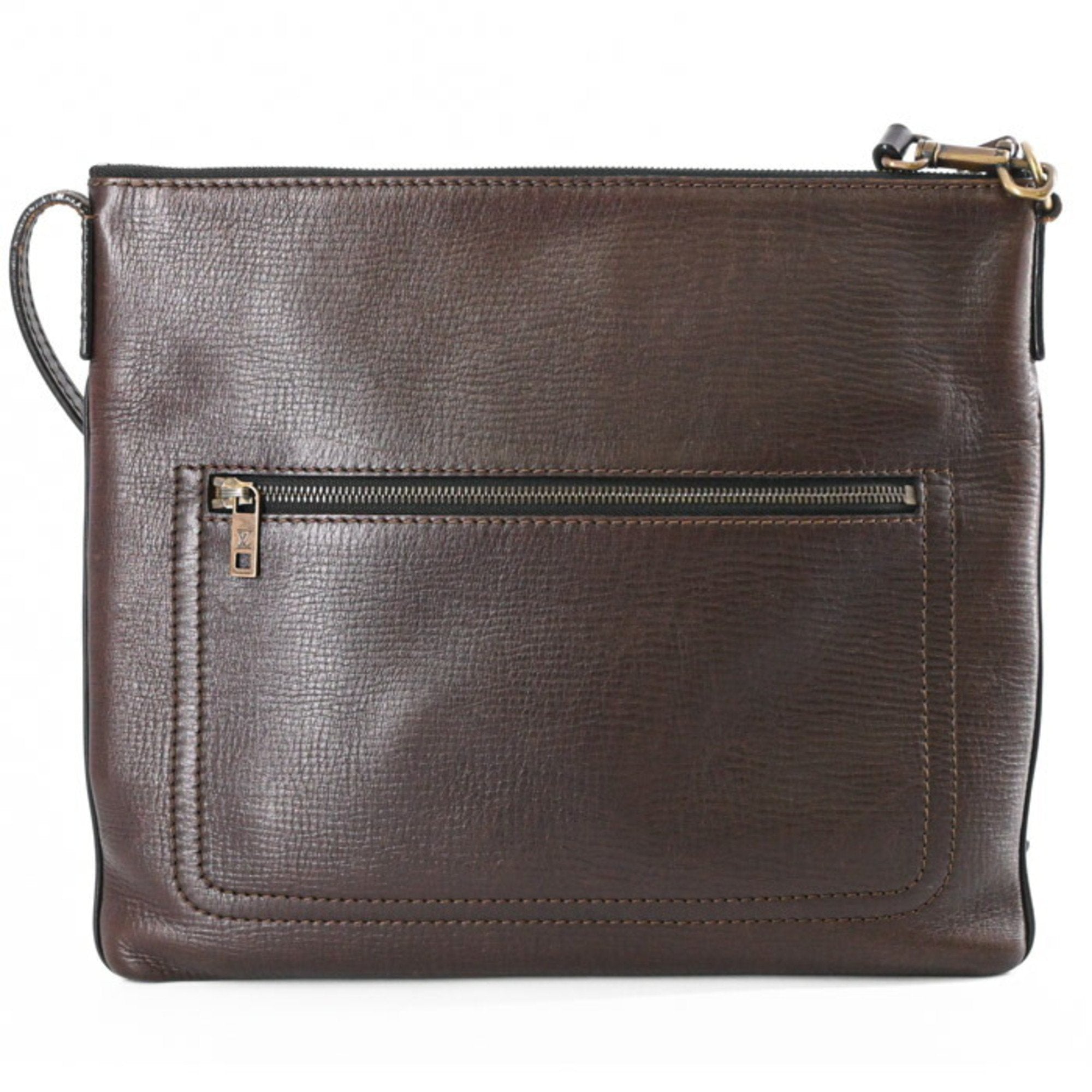 Louis Vuitton Dark Brown Leather Pochette Shoulder Bag (Pre-Owned)