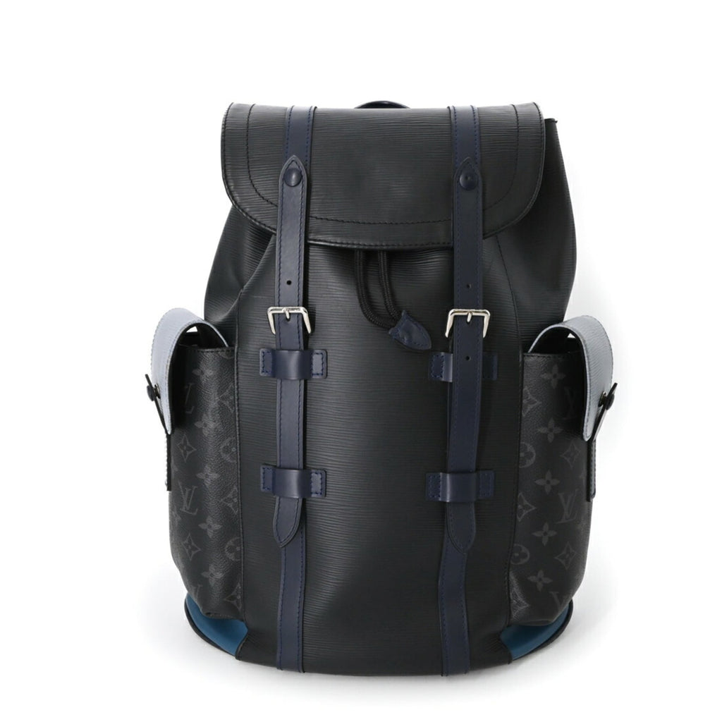 Louis Vuitton Black Blue Gray Monogram Eclipse Monogram Eclipse Epi Leather Backpack (Pre-Owned)