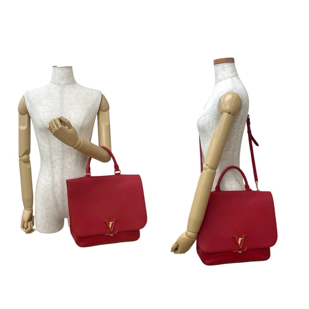 Louis Vuitton Red Color Leather Handbag Shoulder Bag Tote Bag (Pre-Owned)