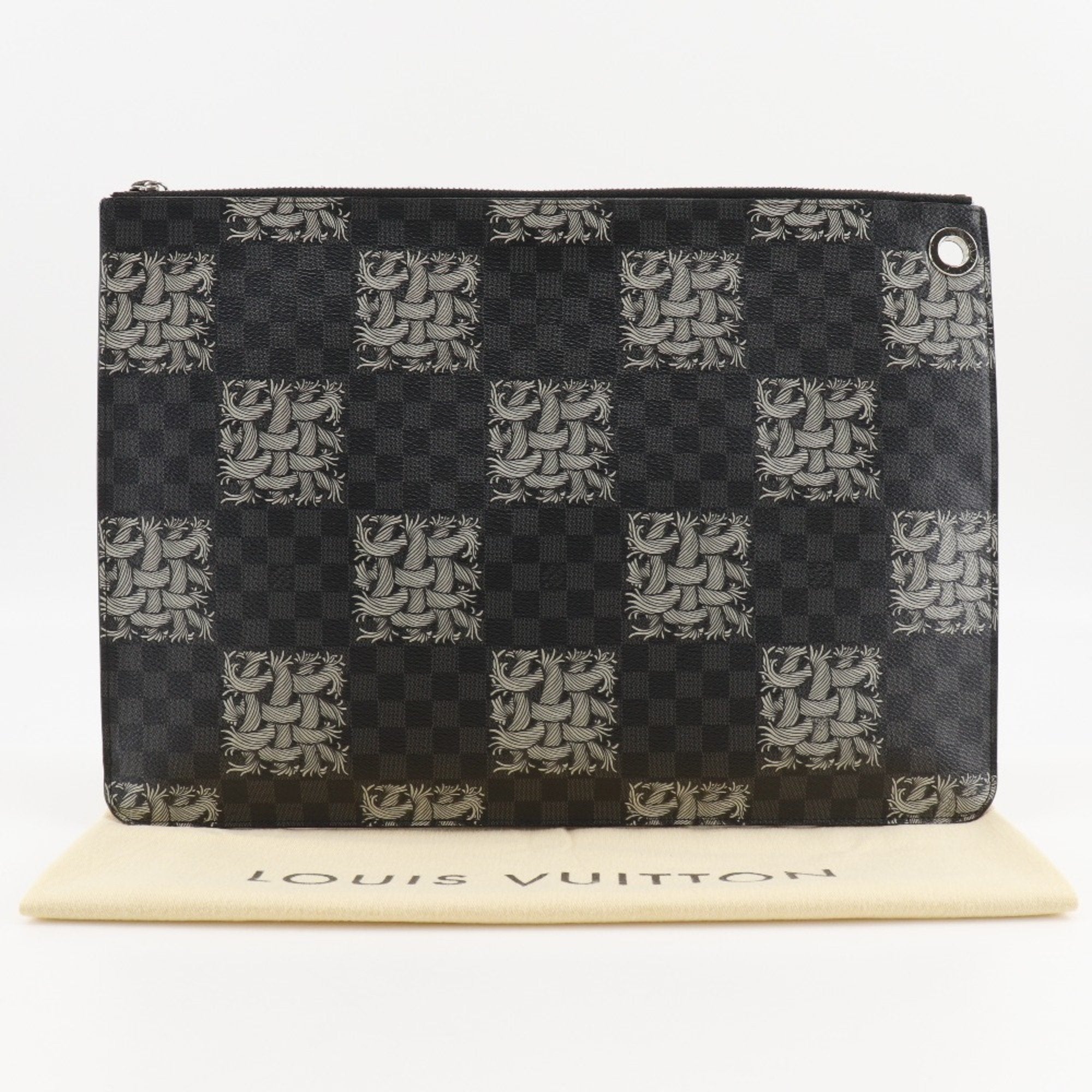 Louis Vuitton Black Damier Graphite Canvas Clutch Bag Pochette (Pre-Owned)