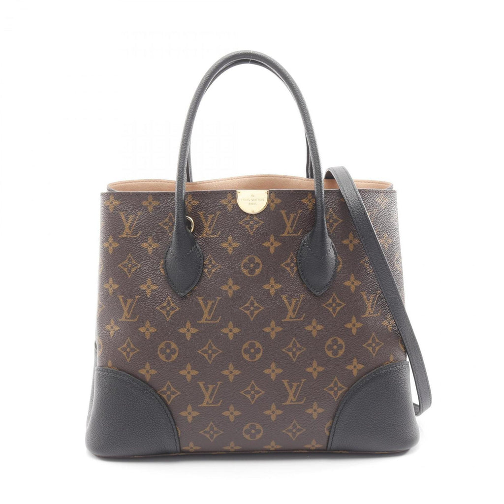Louis Vuitton Black Brown Monogram Coated Canvas Leather Tote Bag (Pre-Owned)