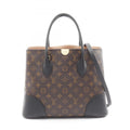 Louis Vuitton Black Brown Monogram Coated Canvas Leather Tote Bag (Pre-Owned)
