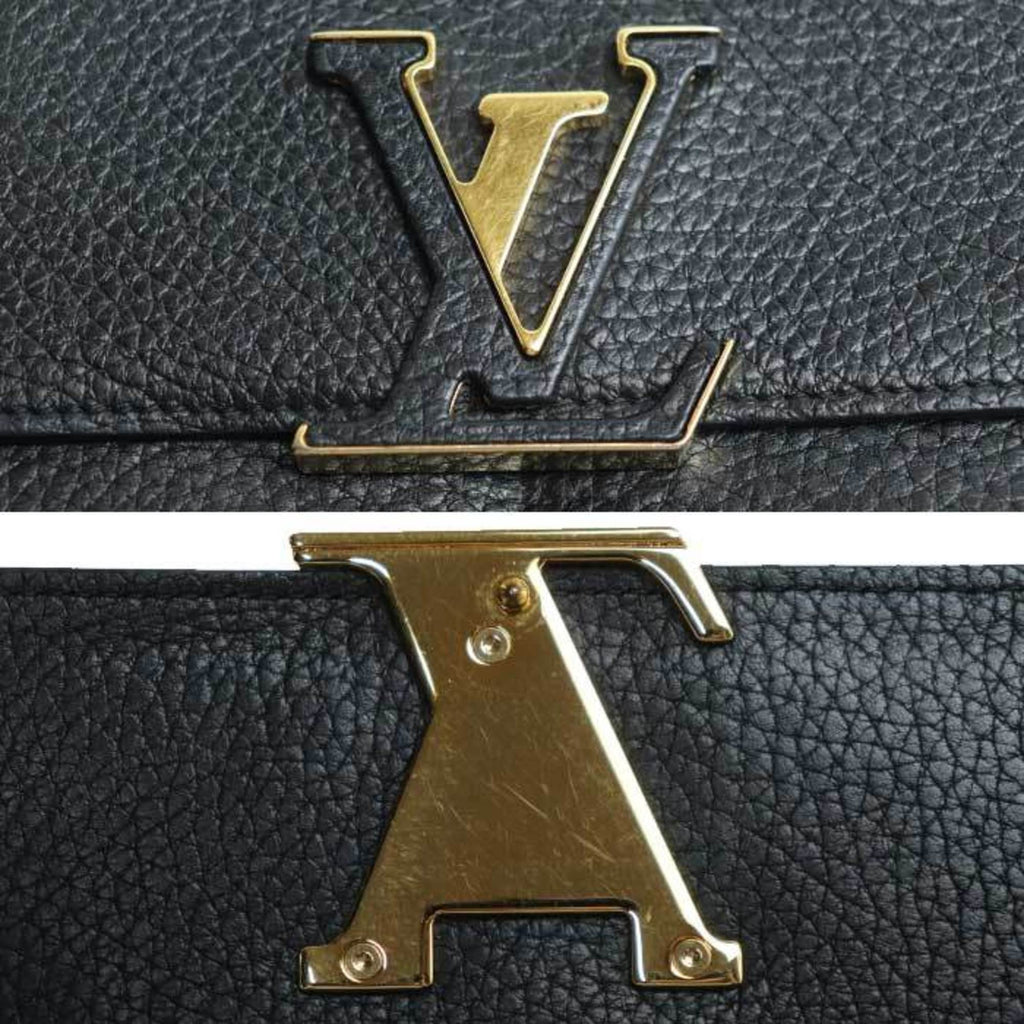 Louis Vuitton Black Leather Long Wallet (Bi-Fold) (Pre-Owned)