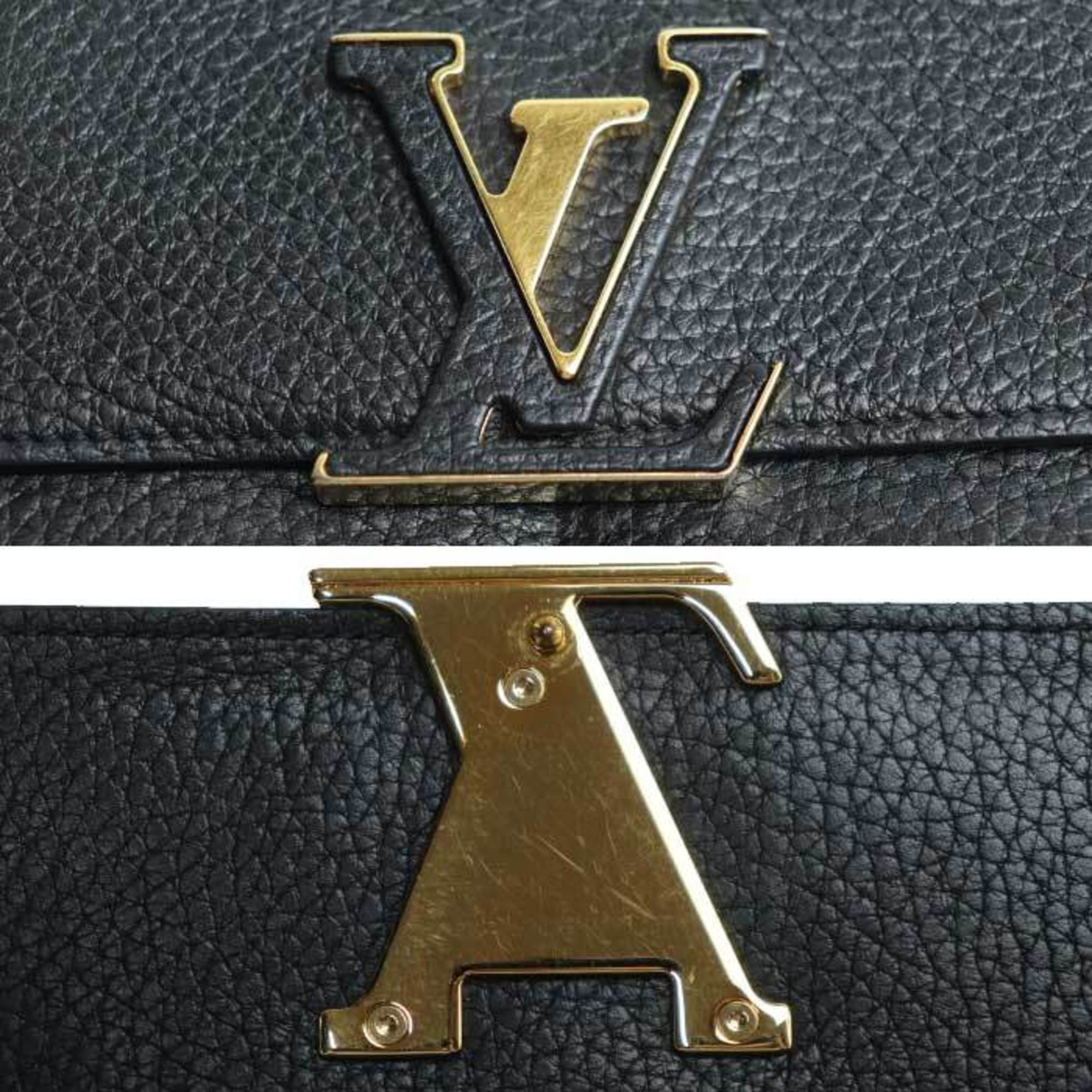 Louis Vuitton Black Leather Long Wallet (Bi-Fold) (Pre-Owned)