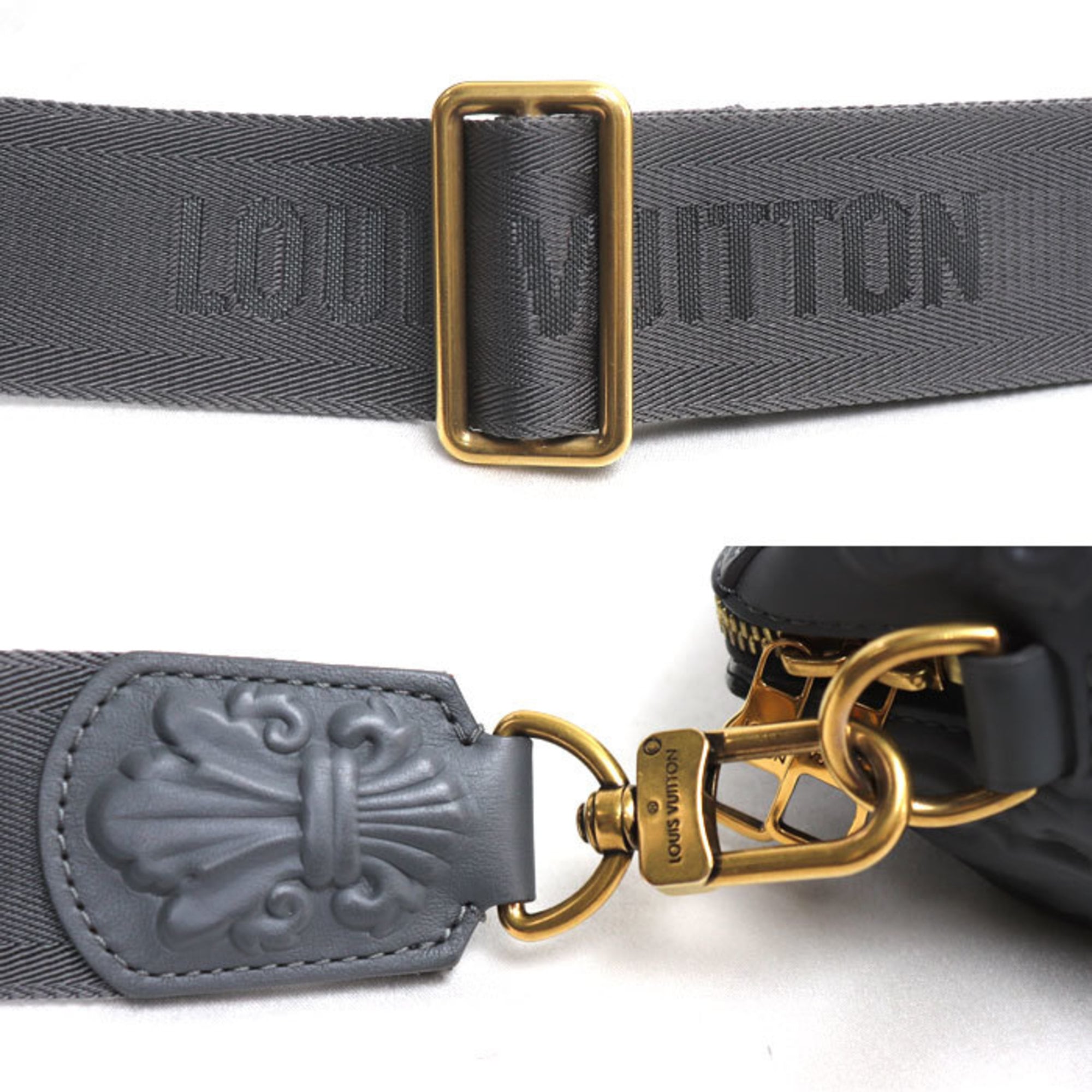 Louis Vuitton Gray Leather Shoulder Bag (Pre-Owned)