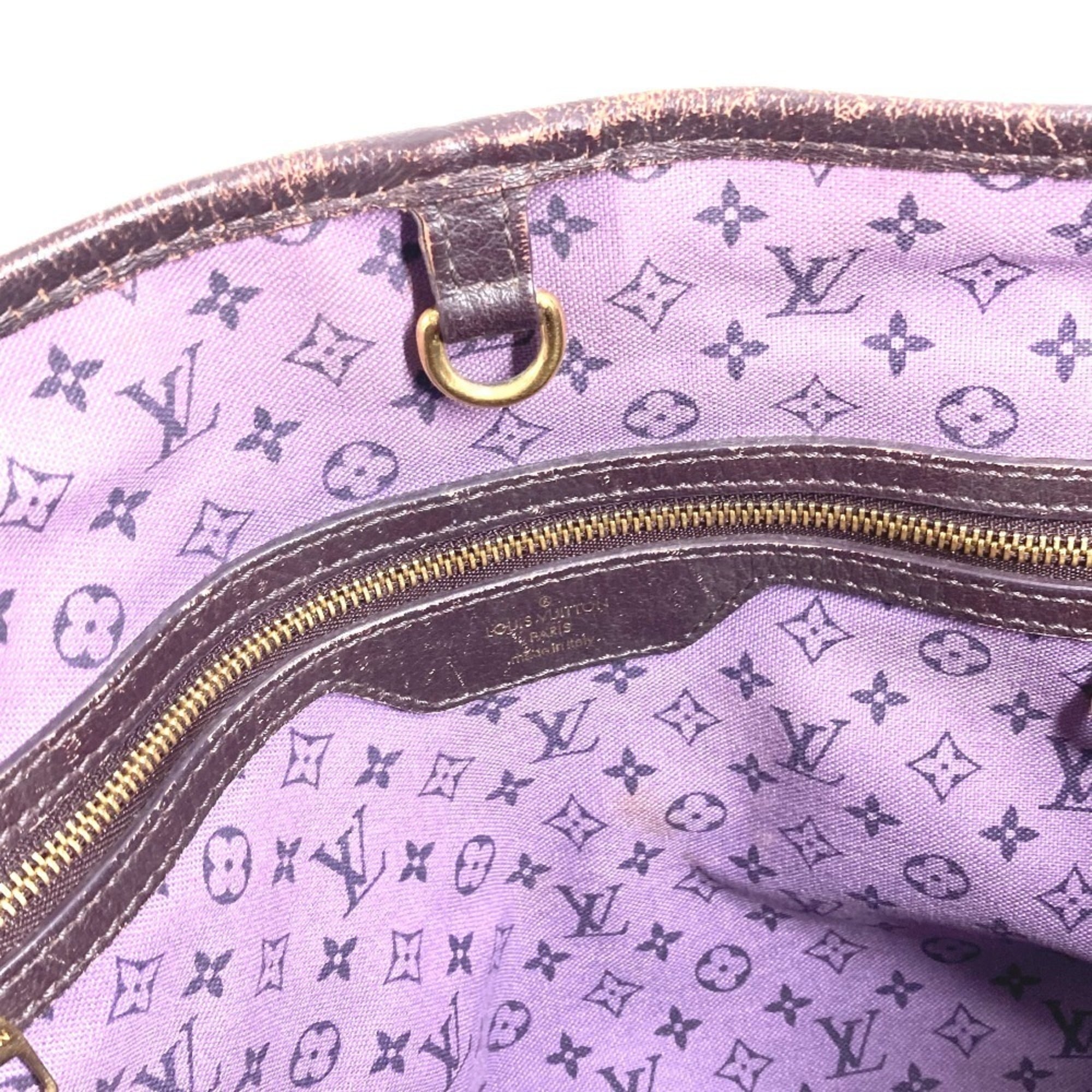 Louis Vuitton Green Leather Canvas Shoulder Bag Tote Bag (Pre-Owned)