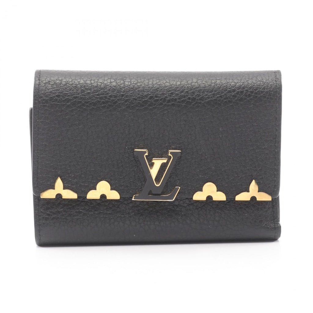 Louis Vuitton Black Leather Wallet (Tri-Fold) (Pre-Owned)