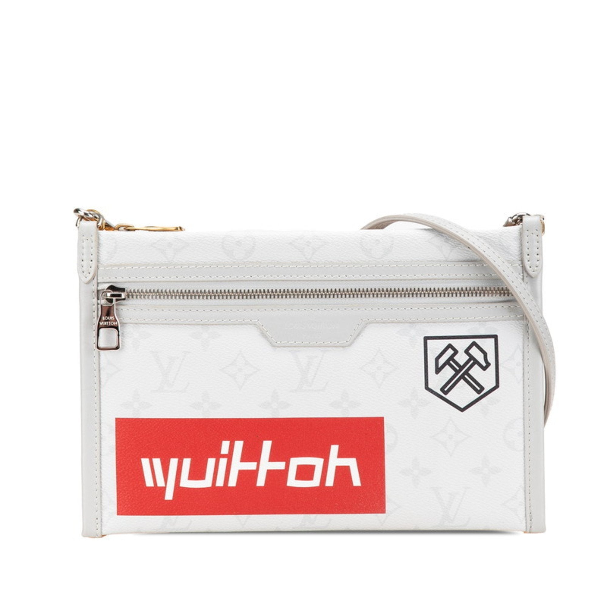 Louis Vuitton Gray Orange Pvc Canvas Shoulder Bag (Pre-Owned)