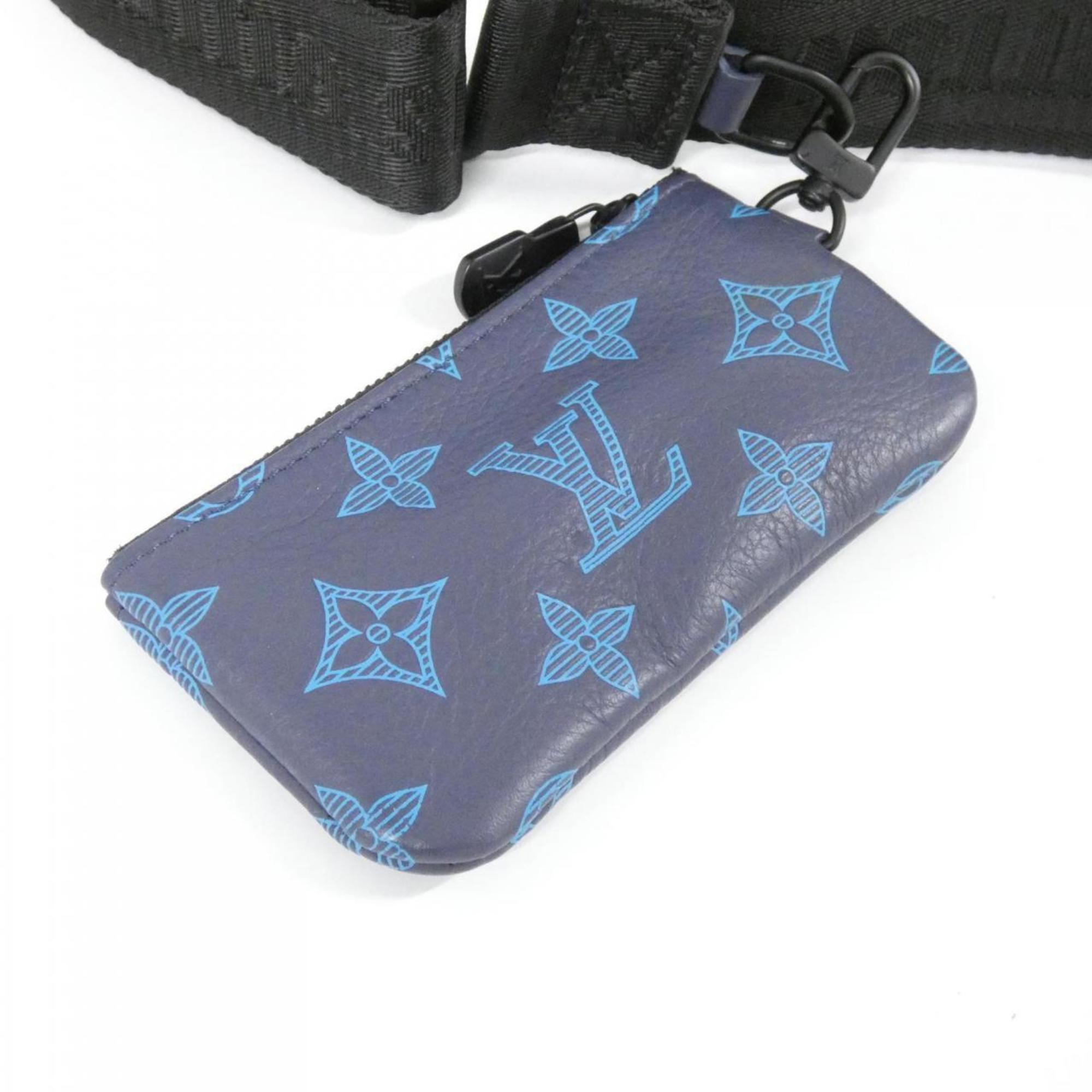 Louis Vuitton Black Blue Leather Shoulder Bag (Pre-Owned)
