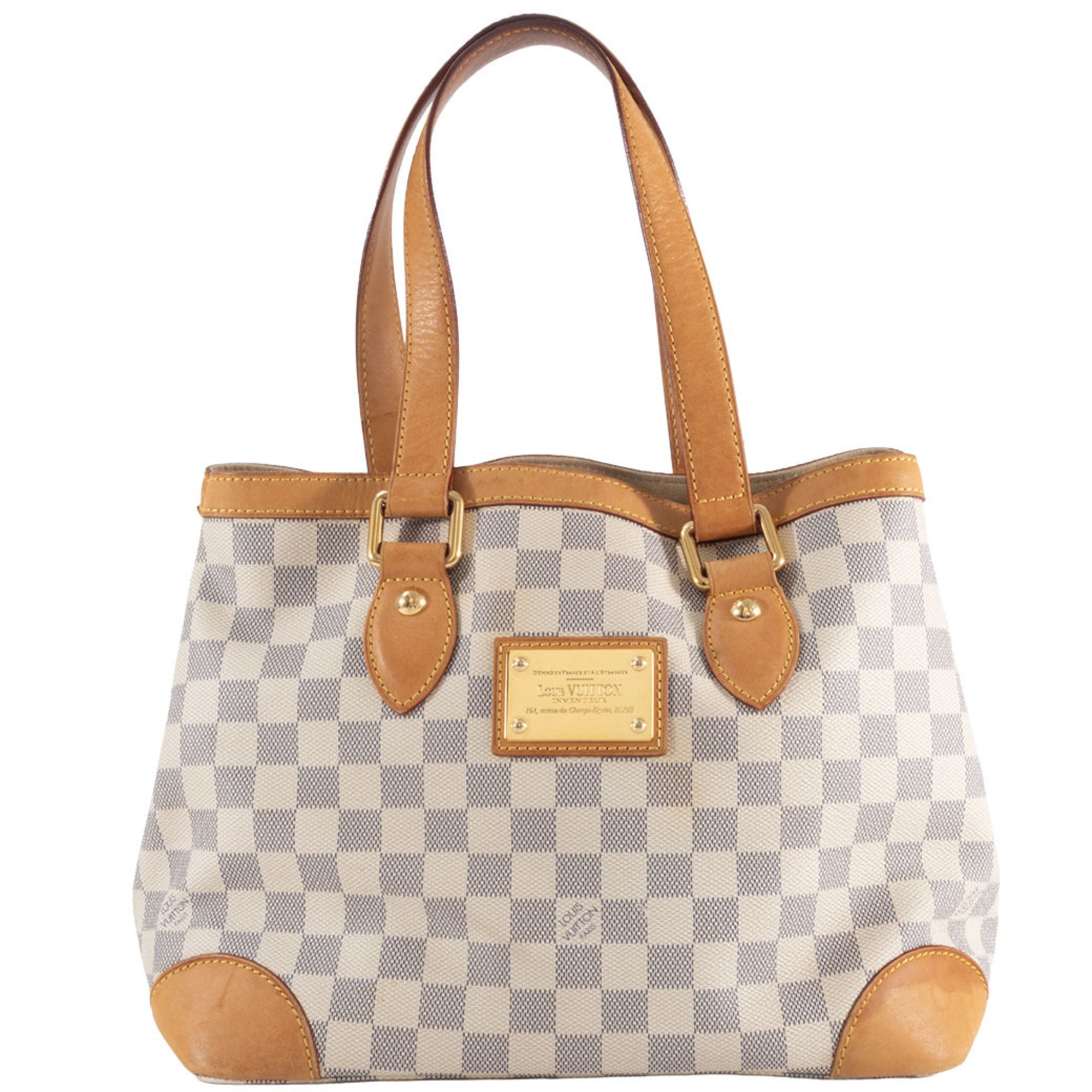 Louis Vuitton Beige Ivory White Canvas Damier Azur Handbag (Pre-Owned)