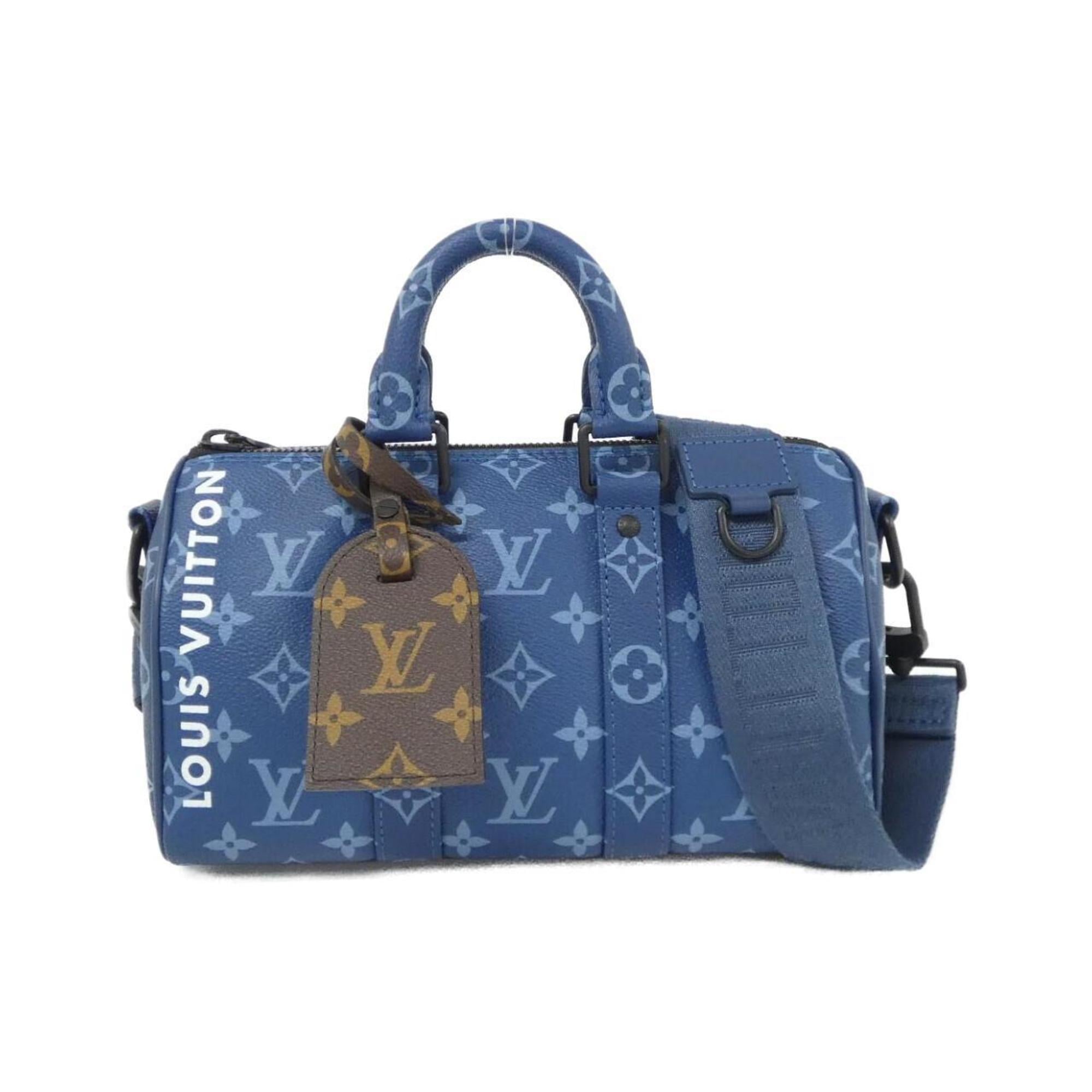 Louis Vuitton Blue Coated Canvas Boston Bag (Pre-Owned)