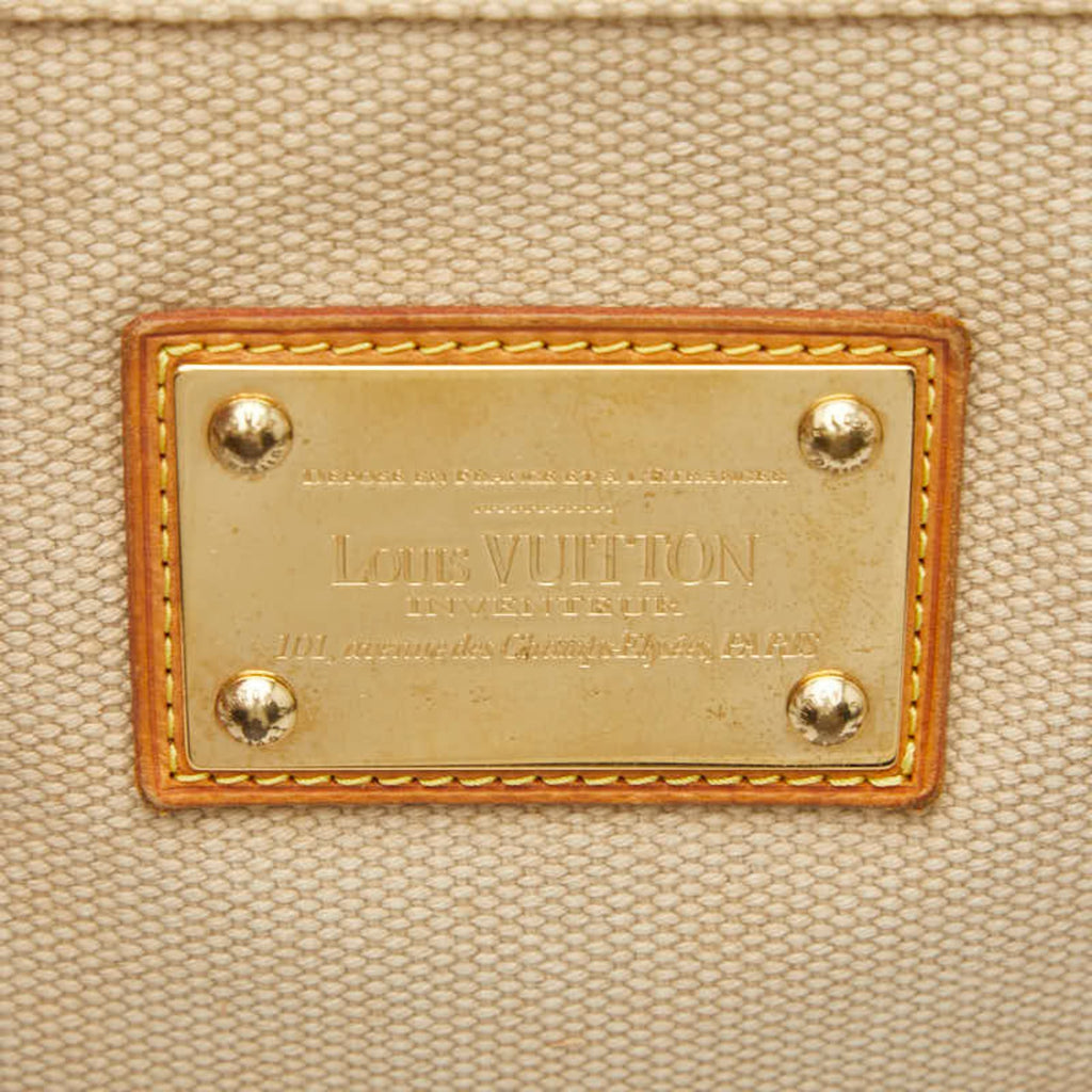 Louis Vuitton Beige Red Color Canvas Tote Bag (Pre-Owned)