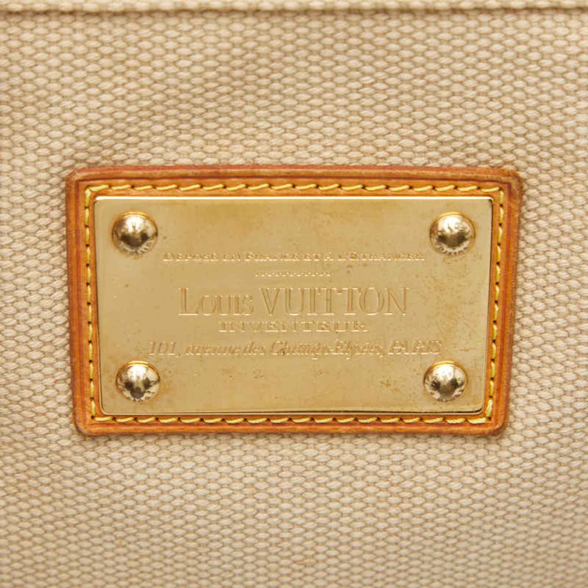 Louis Vuitton Beige Red Color Canvas Tote Bag (Pre-Owned)