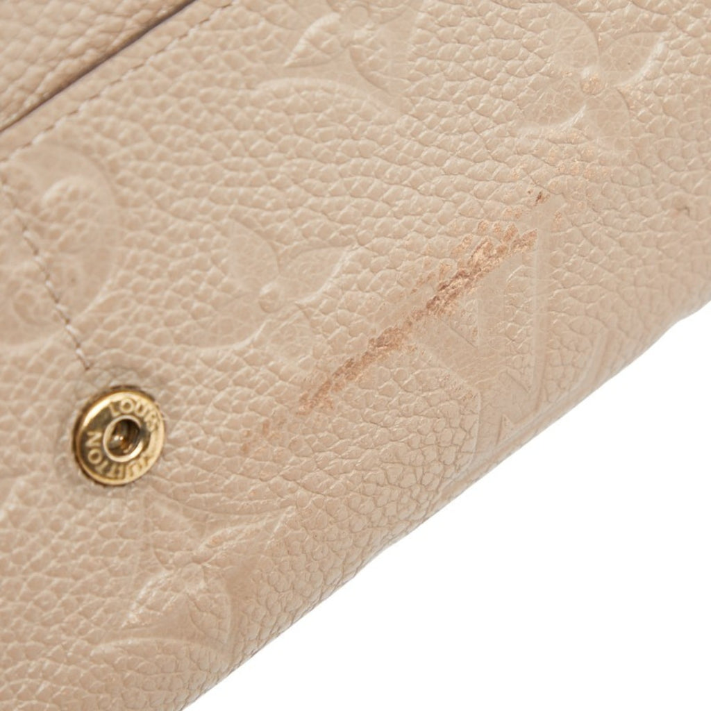 Louis Vuitton Beige Leather Long Wallet (Tri-Fold) (Pre-Owned)